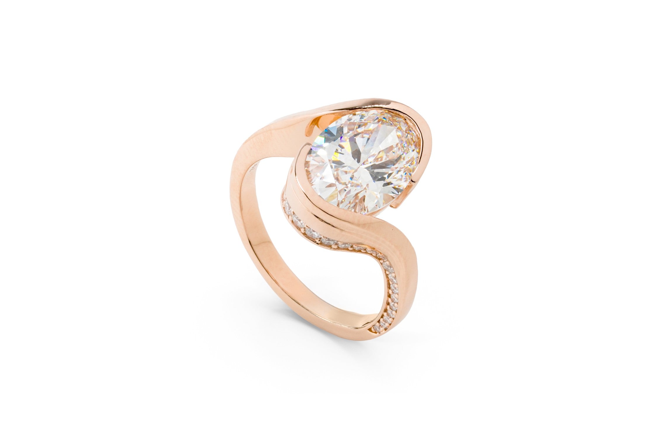 DIANA ROSEGOLD RING 3CT OVAL CUT LAB DIAMOND