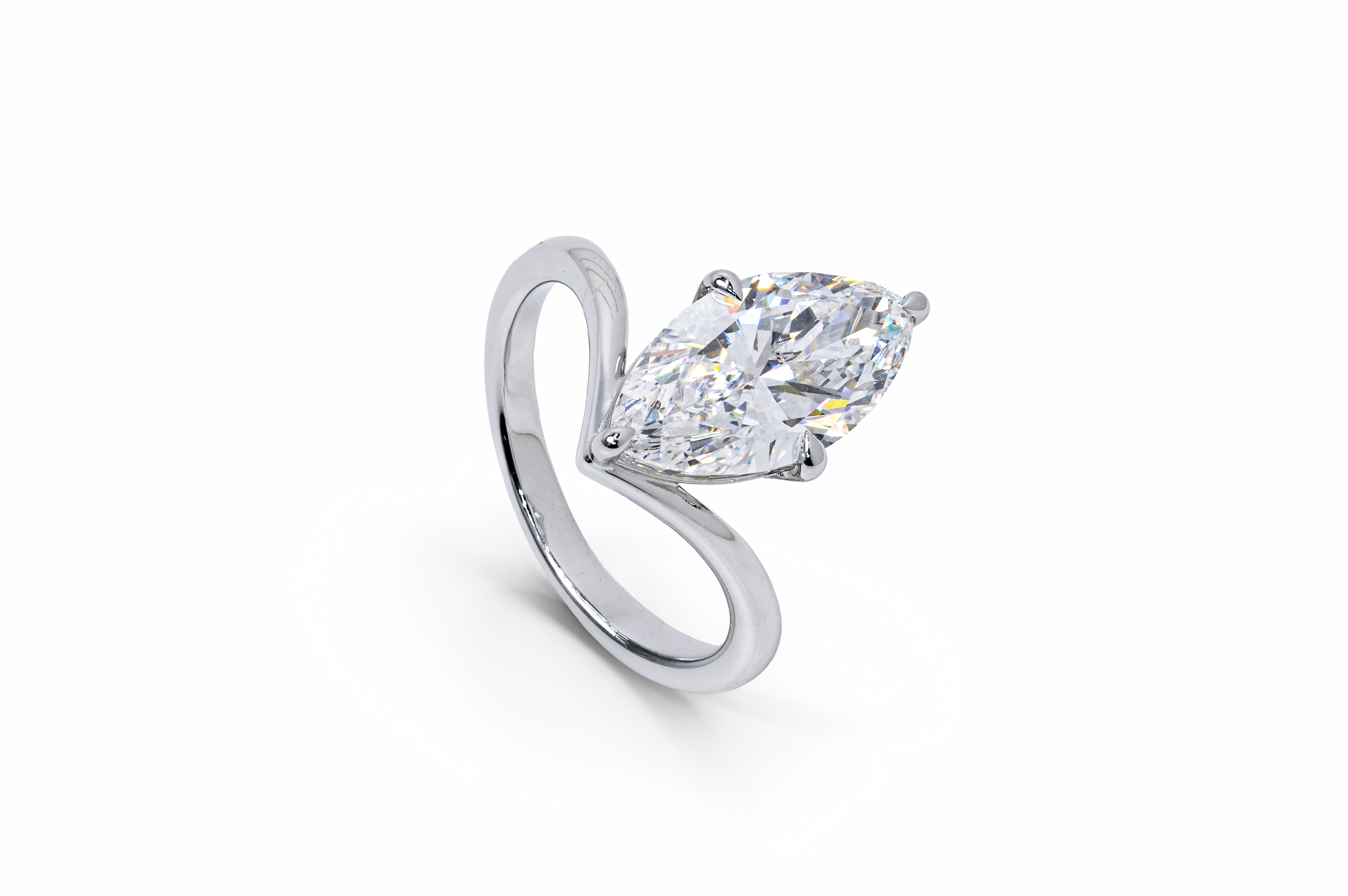 IVANA WHITEGOLD RING 3CT MARQUISE CUT LAB DIAMOND