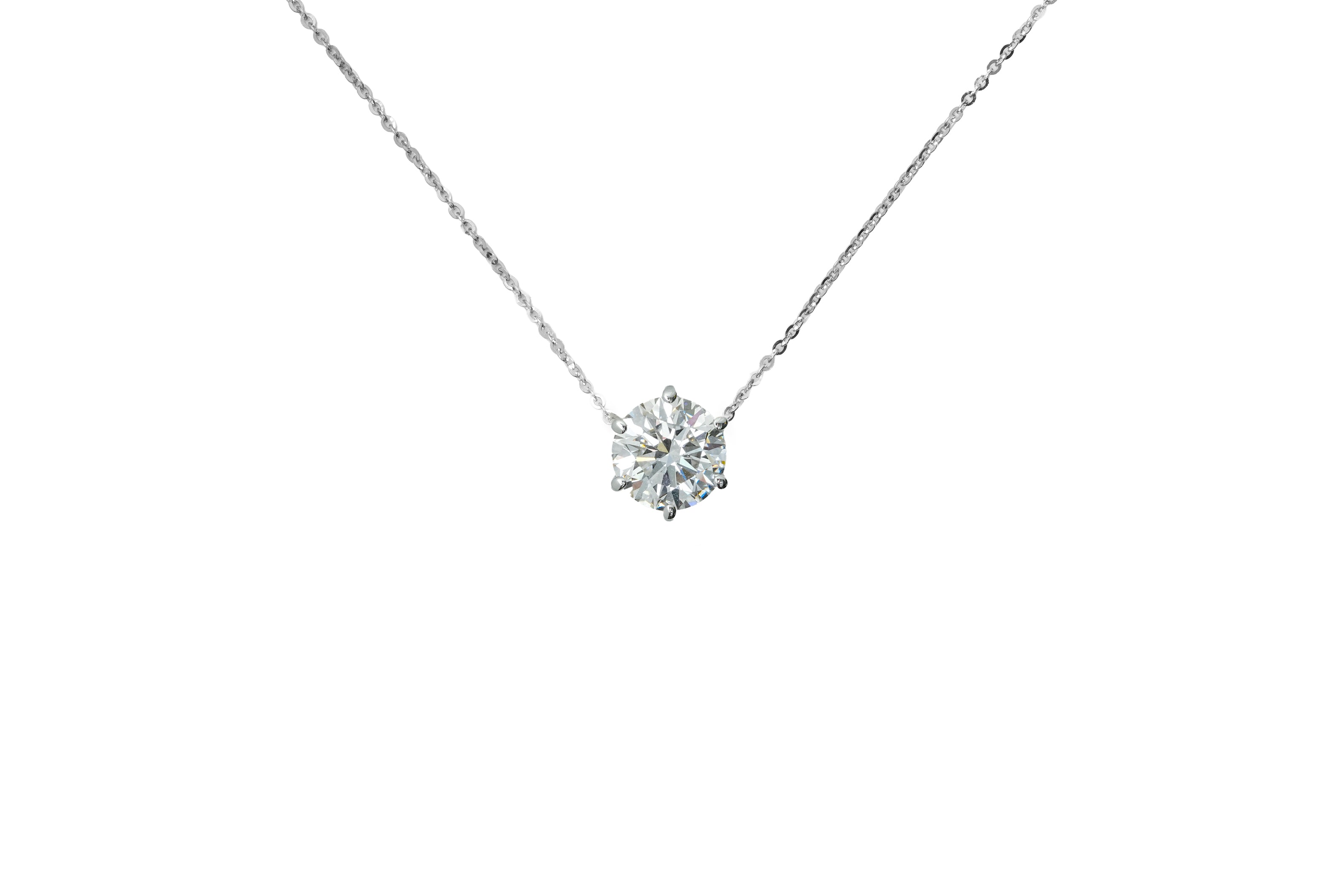 KYLA WHITEGOLD NECKLACE 2CT ROUND CUT LAB DIAMOND