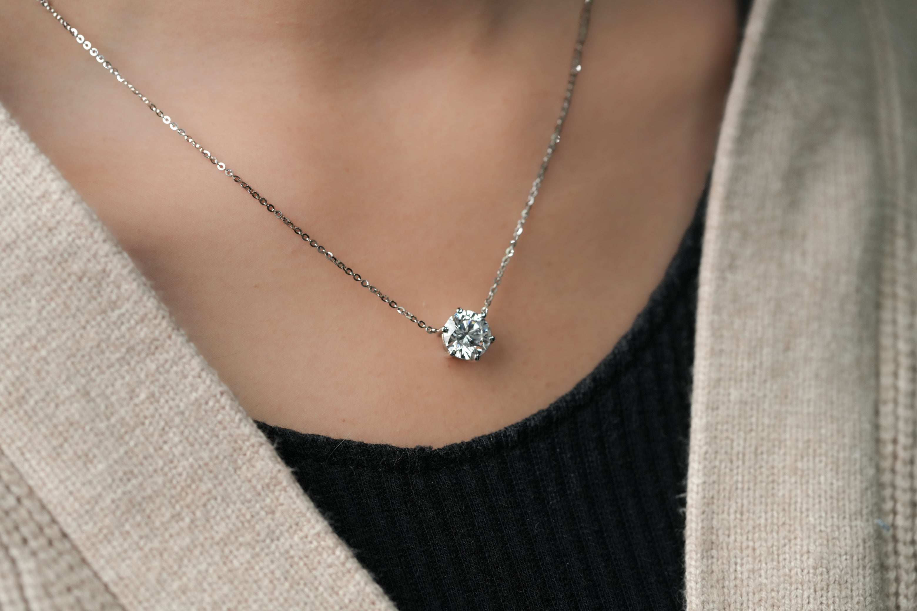 KYLA WHITEGOLD NECKLACE 2CT ROUND CUT LAB DIAMOND