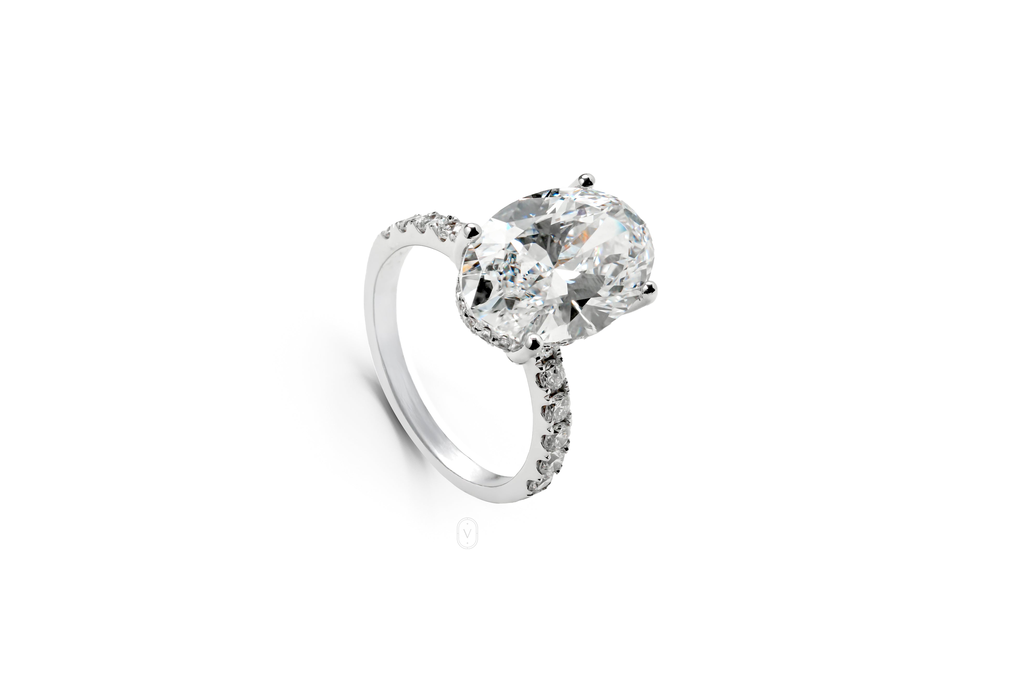 IRIS WHITEGOLD RING 5CT OVAL CUT LAB DIAMOND