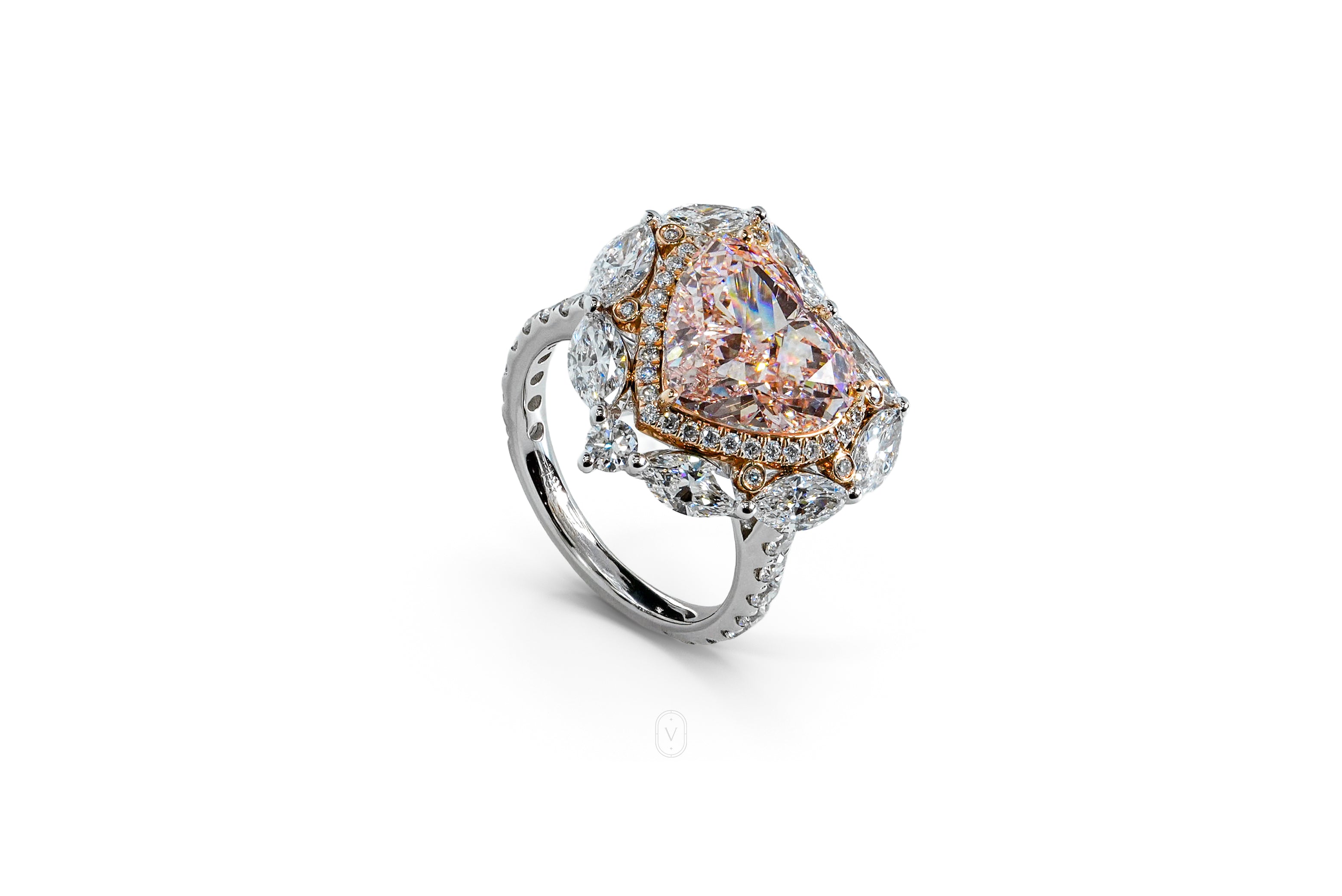 SERENA TWOTONE ROSEGOLD RING 5CT HEART CUT LAB DIAMOND