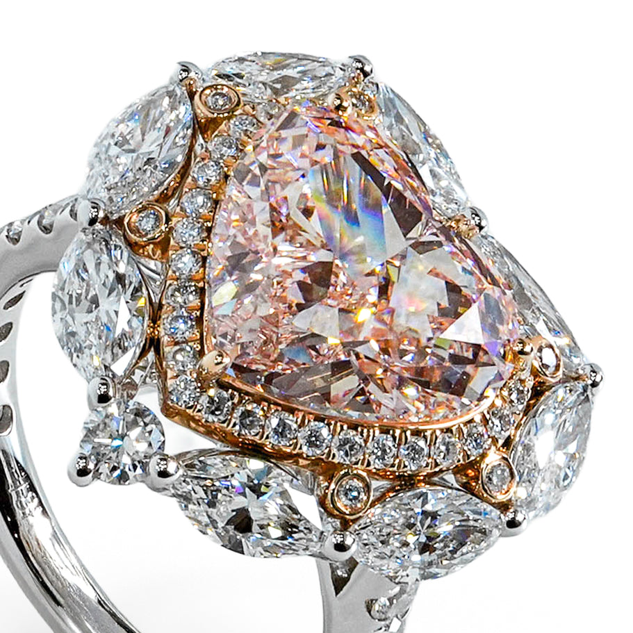SERENA TWOTONE ROSEGOLD RING 5CT HEART CUT LAB DIAMOND