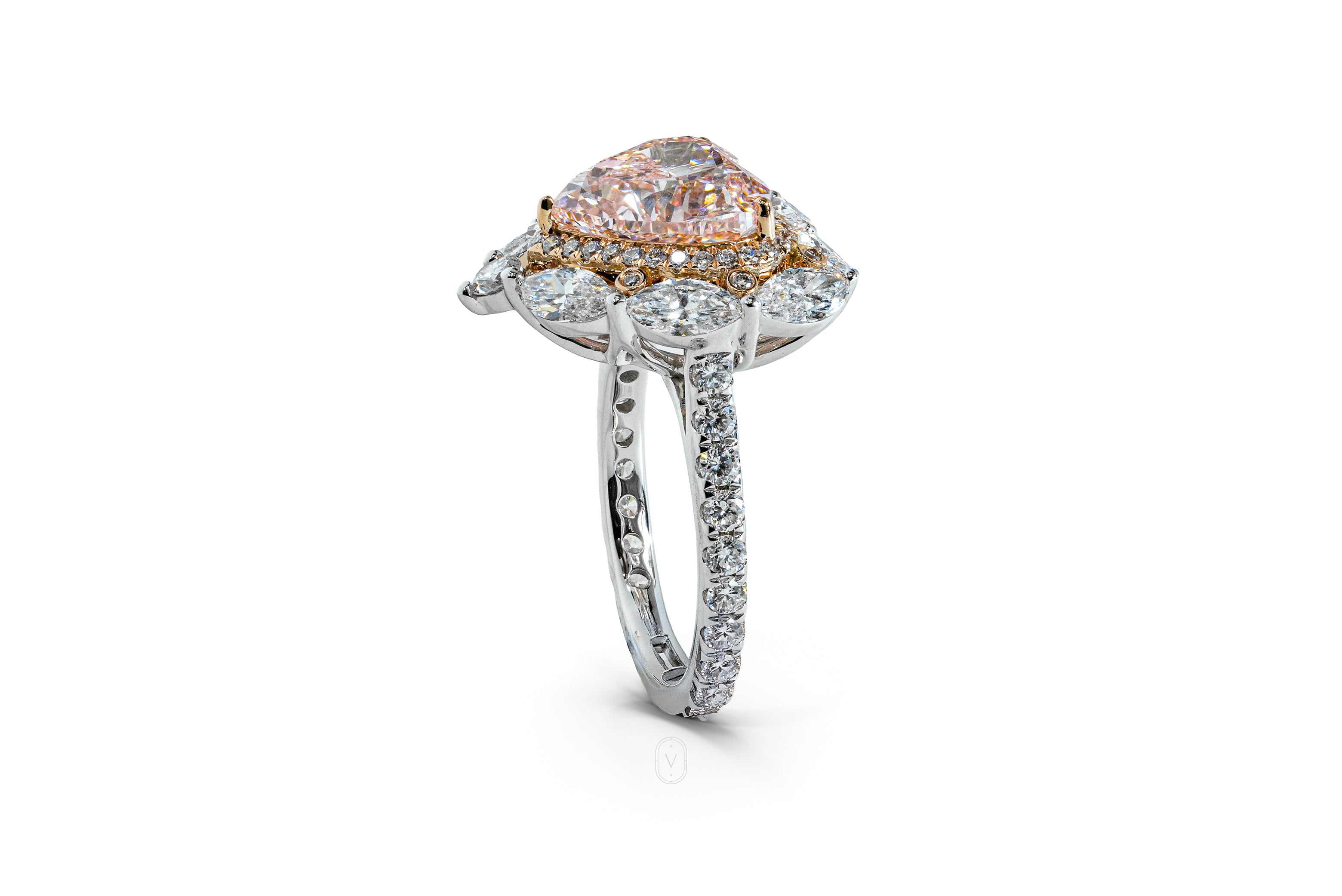 SERENA TWOTONE ROSEGOLD RING 5CT HEART CUT LAB DIAMOND