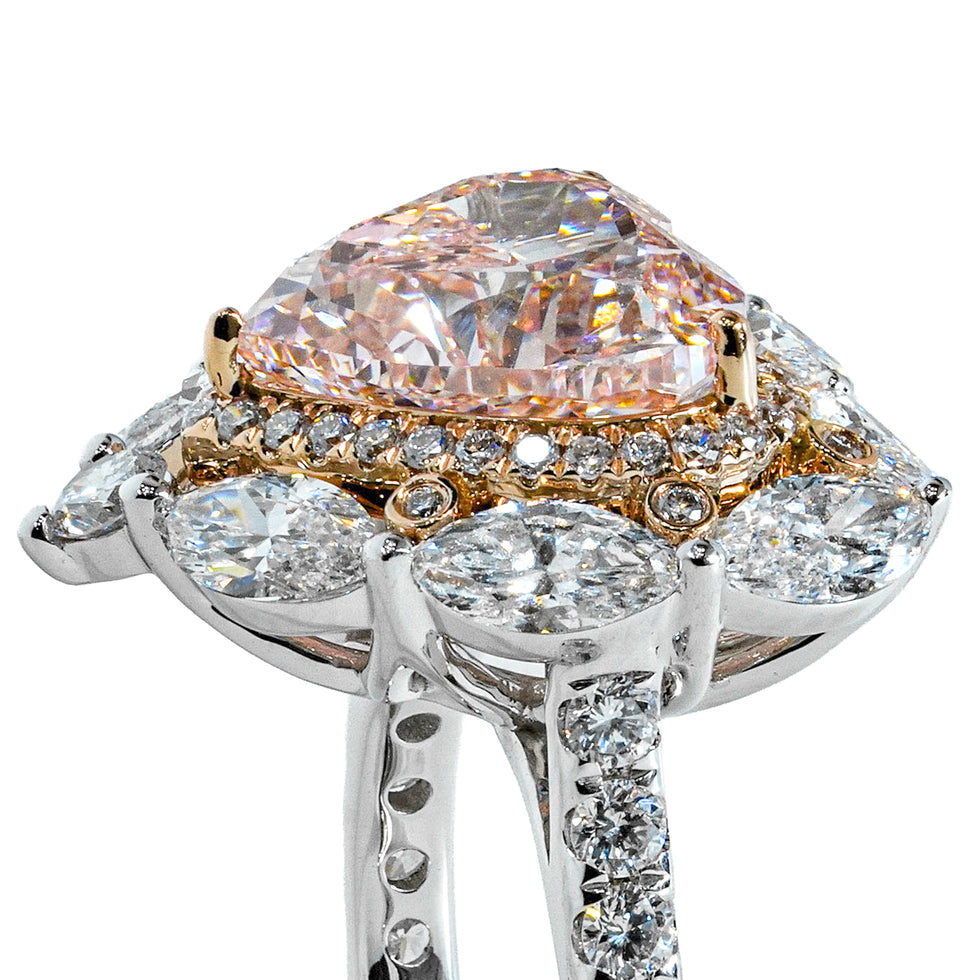 SERENA TWOTONE ROSEGOLD RING 5CT HEART CUT LAB DIAMOND