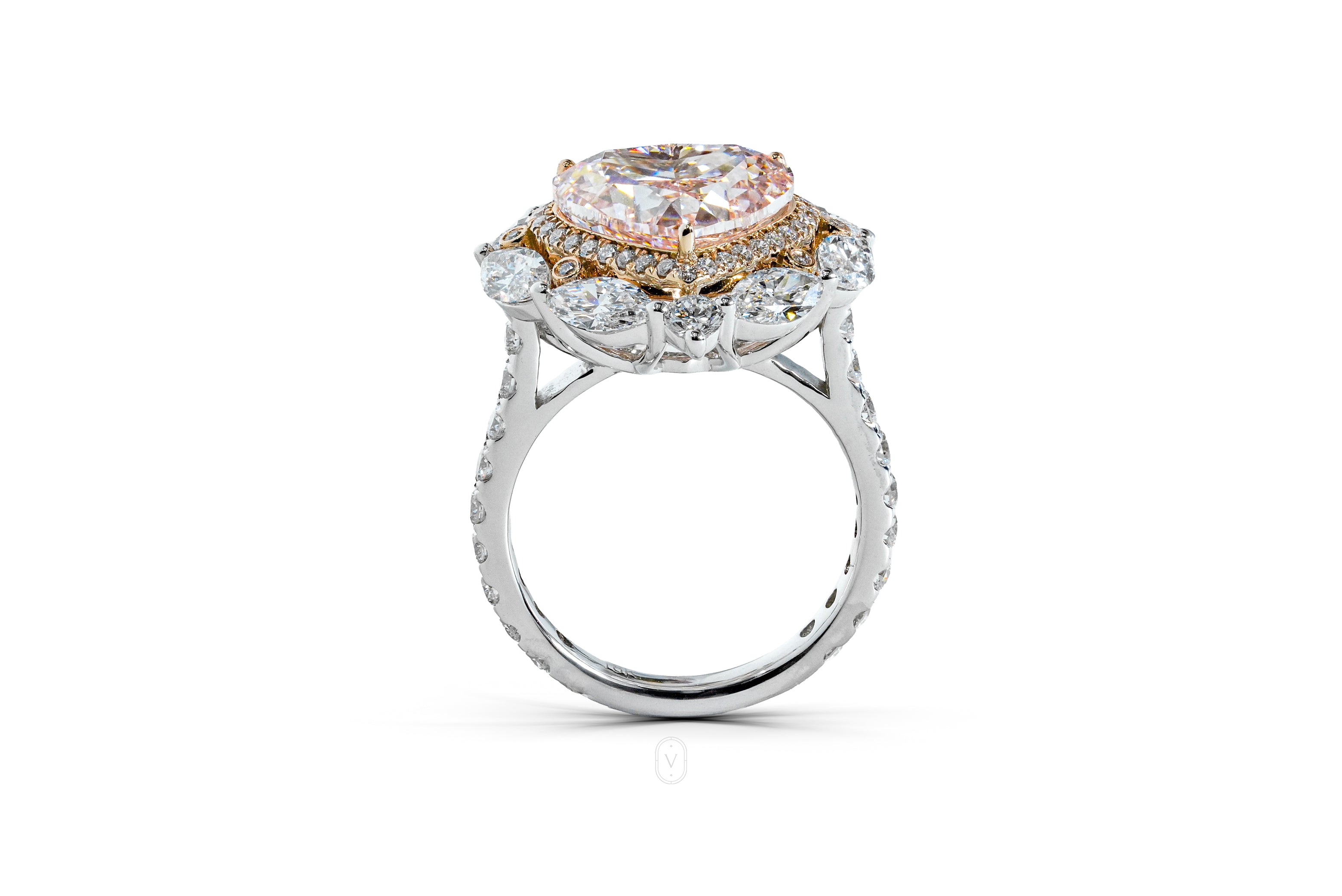 SERENA TWOTONE ROSEGOLD RING 5CT HEART CUT LAB DIAMOND