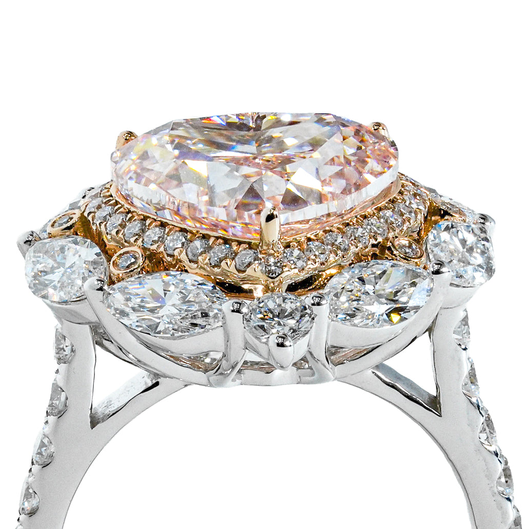 SERENA TWOTONE ROSEGOLD RING 5CT HEART CUT LAB DIAMOND