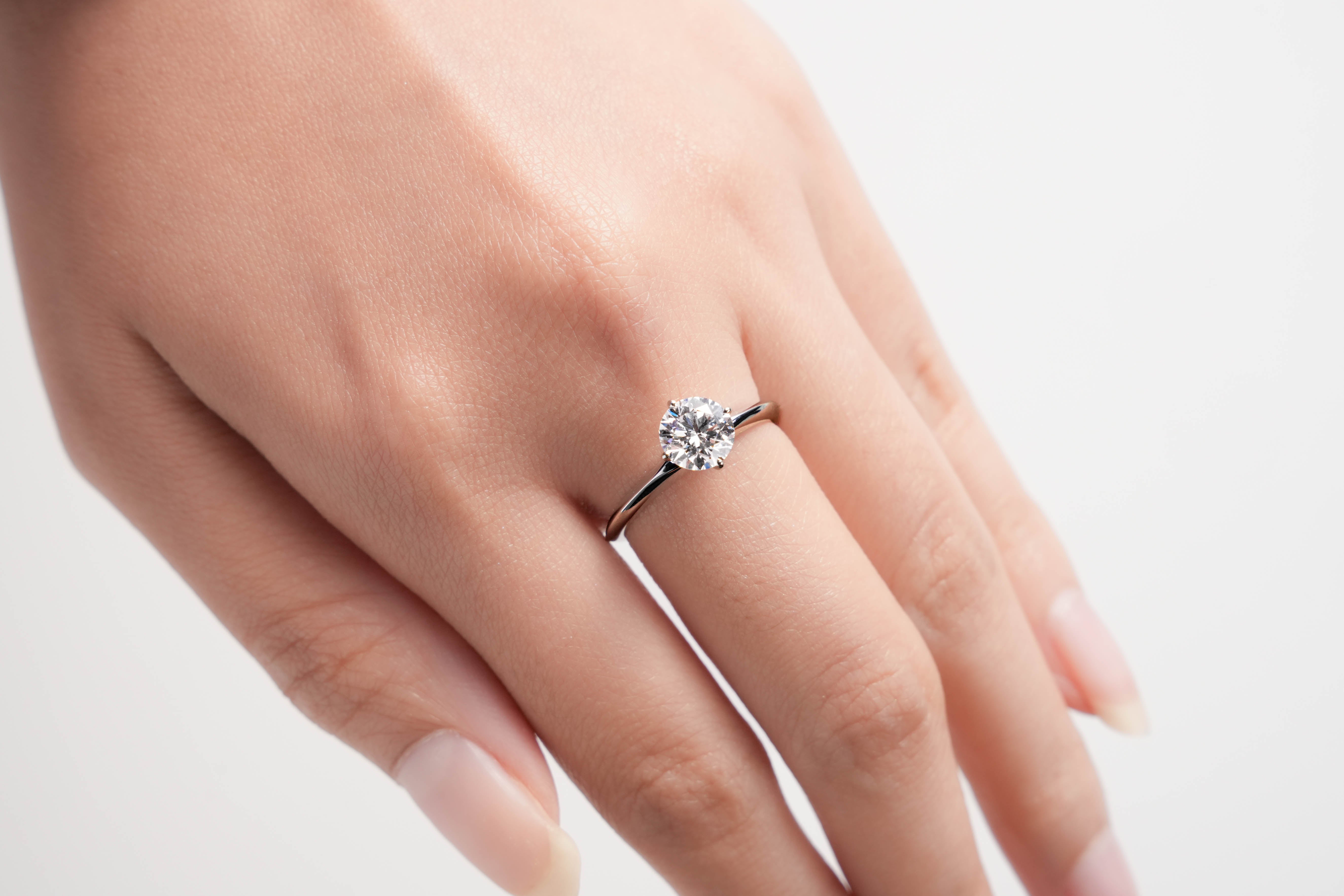 TIFFANY-STYLE WHITEGOLD RING 1CT ROUND CUT LAB DIAMOND