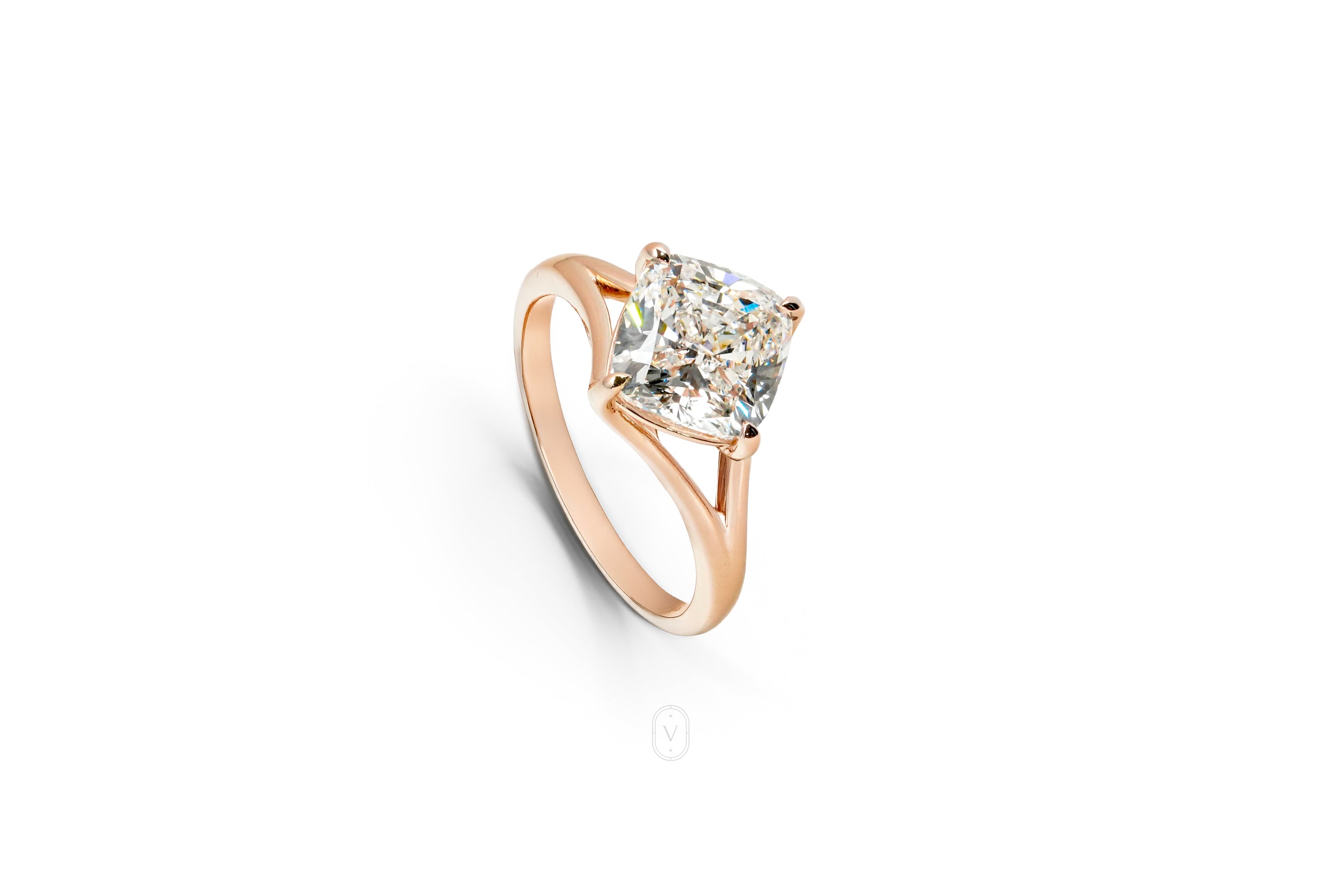 ELEONORE ROSEGOLD RING 3CT SQUARE CUSHION CUT LAB DIAMOND