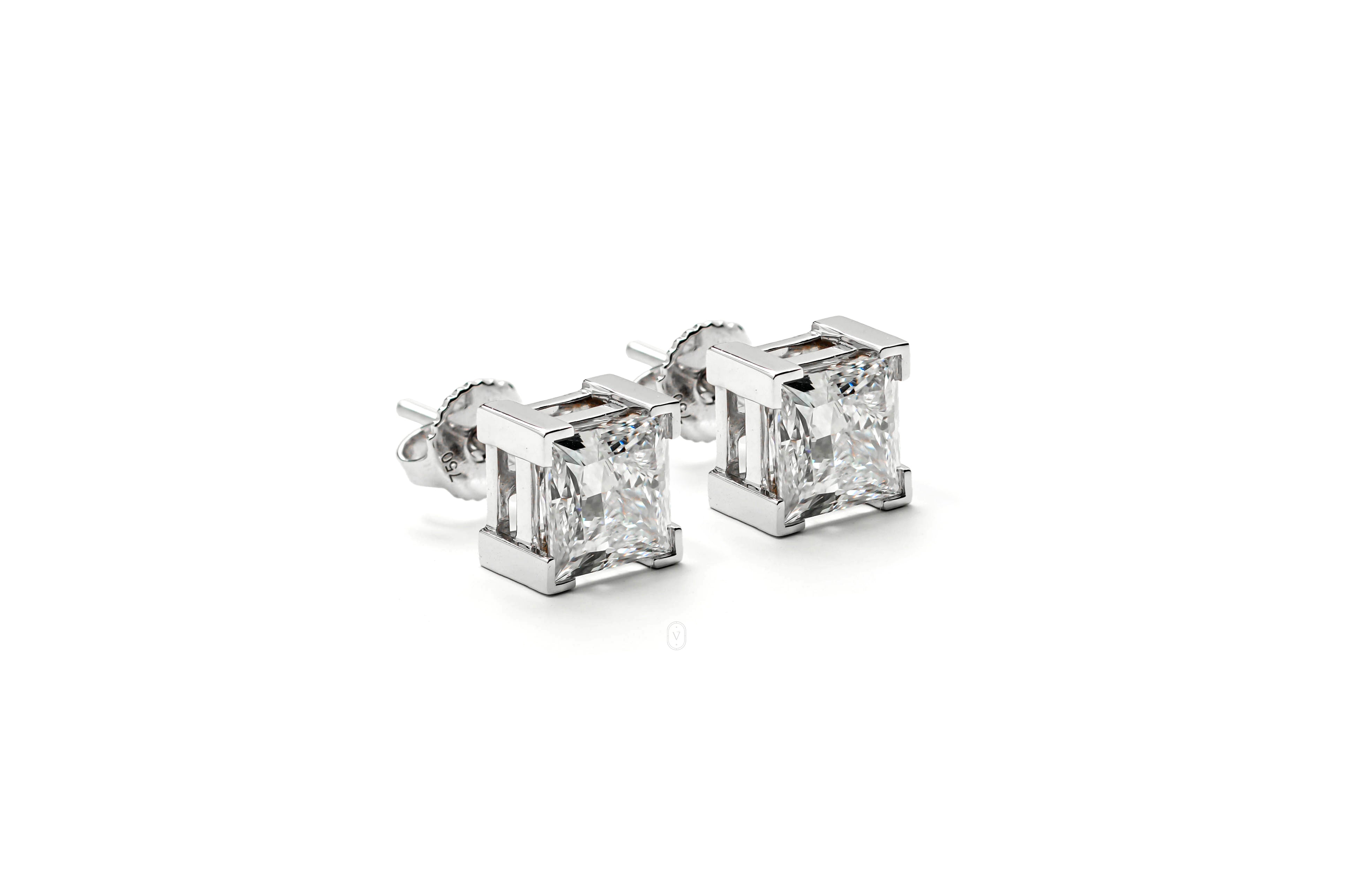 SIENNA WHITEGOLD STUD EARRINGS 1CT EACH PRINCESS CUT LAB DIAMOND