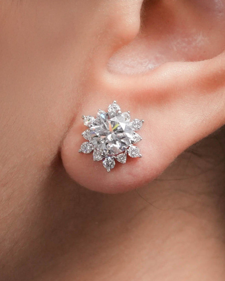 FLORA WHITEGOLD STUD EARRINGS 1.5CT EACH ROUND CUT LAB DIAMOND
