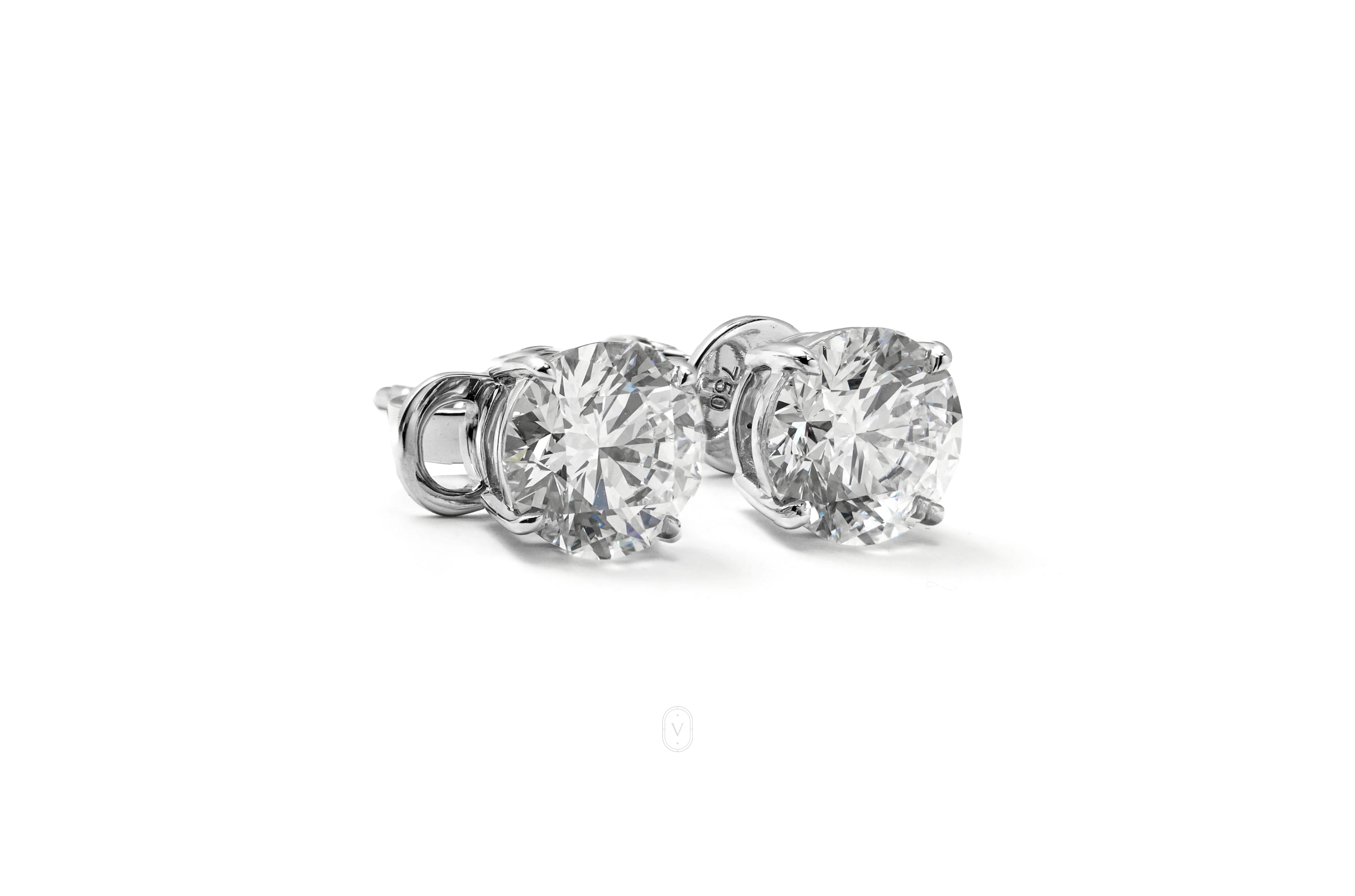 SIERRA WHITEGOLD STUD EARRINGS 1CT EACH ROUND CUT LAB DIAMOND