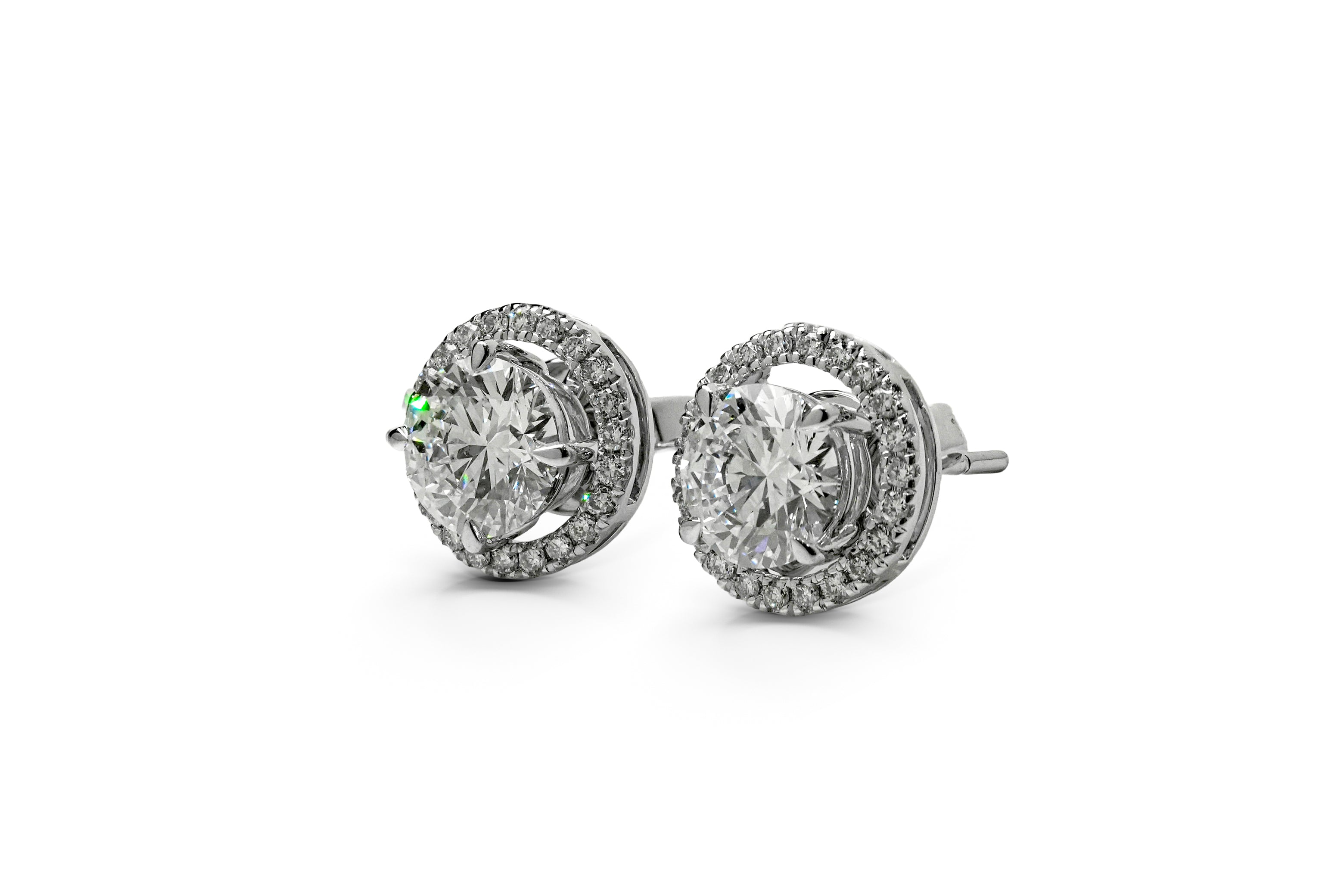AYLA WHITEGOLD STUD EARRINGS 1CT EACH ROUND CUT LAB DIAMOND