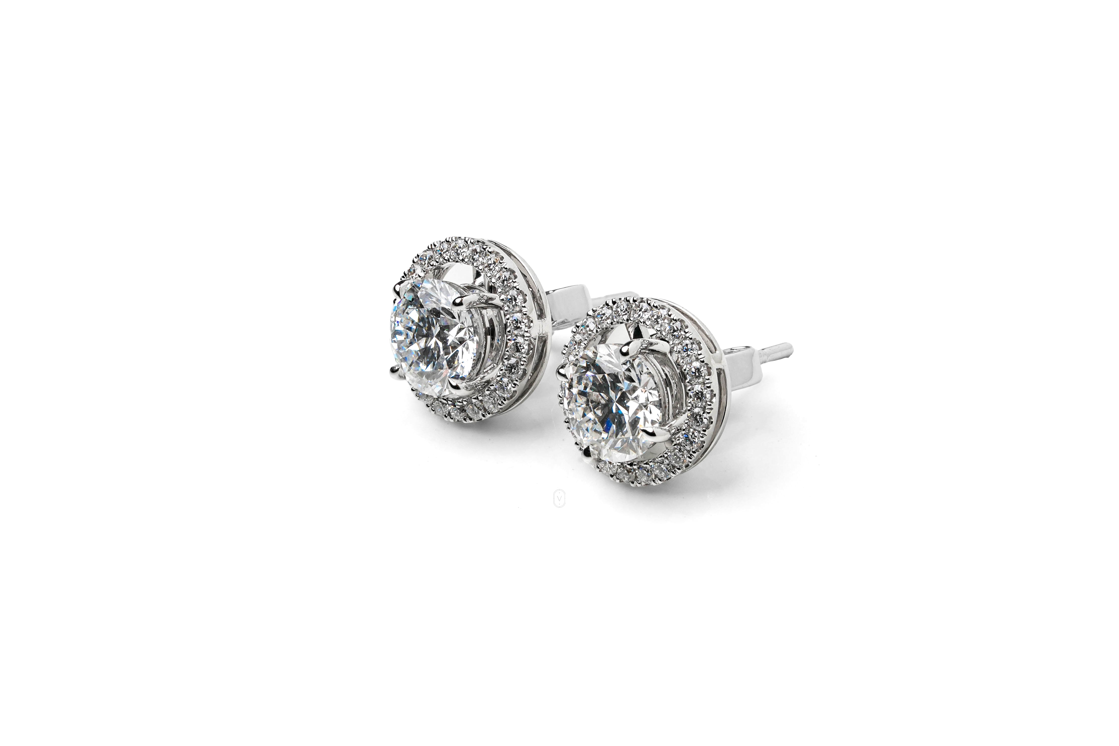 AYLA WHITEGOLD STUD EARRINGS 1CT EACH ROUND CUT LAB DIAMOND