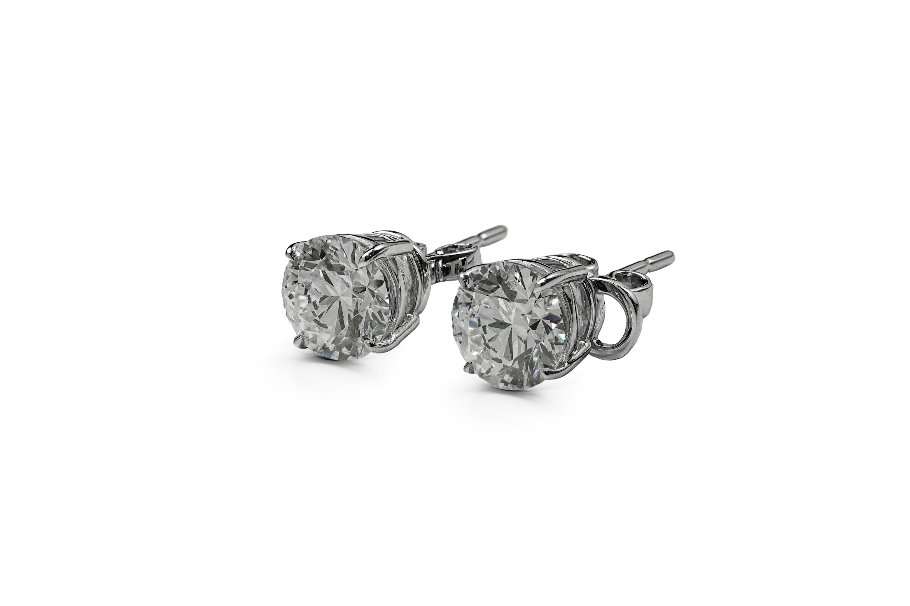 SIERRA WHITEGOLD STUD EARRINGS 1CT EACH ROUND CUT LAB DIAMOND
