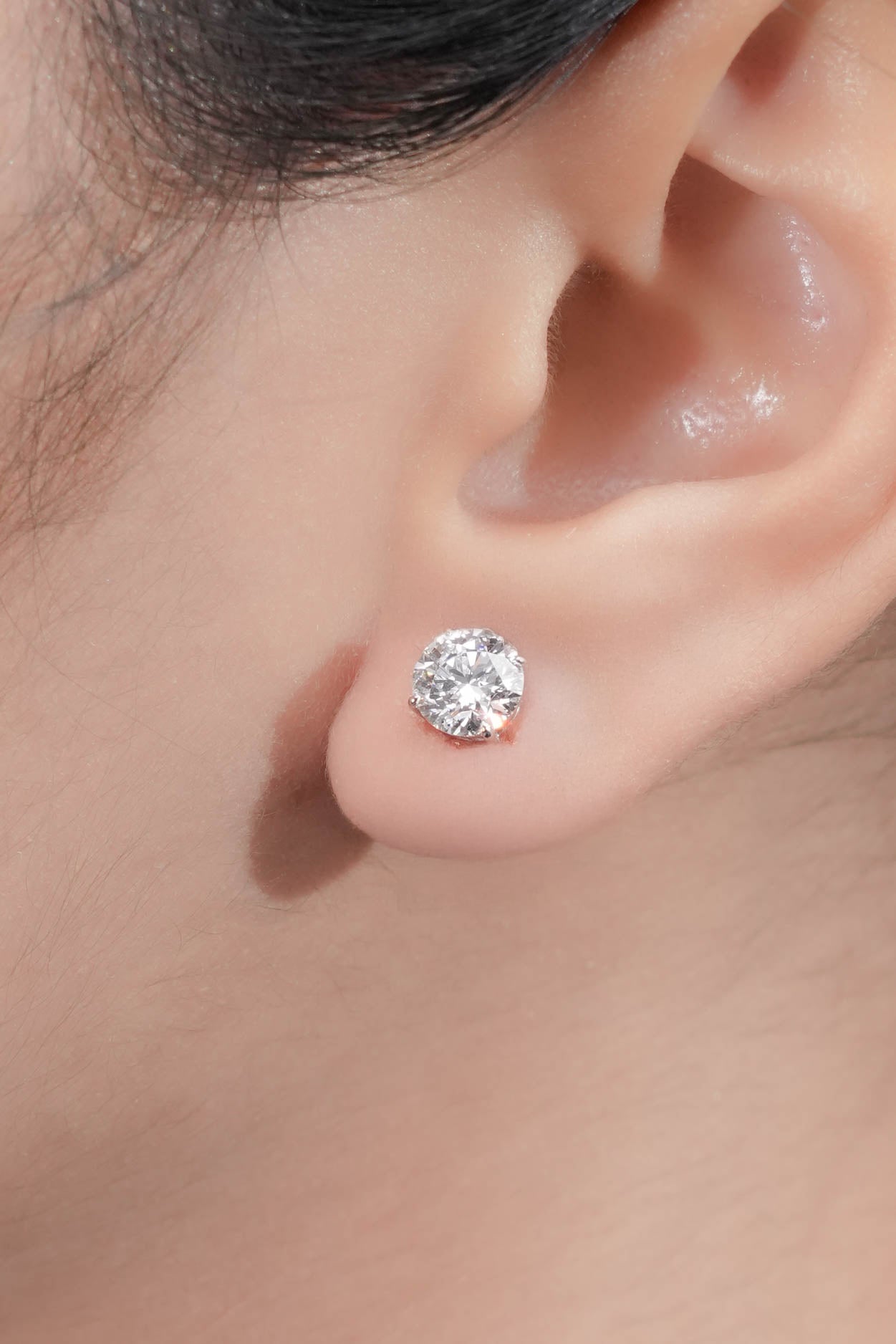 SIERRA WHITEGOLD STUD EARRINGS 1CT EACH ROUND CUT LAB DIAMOND