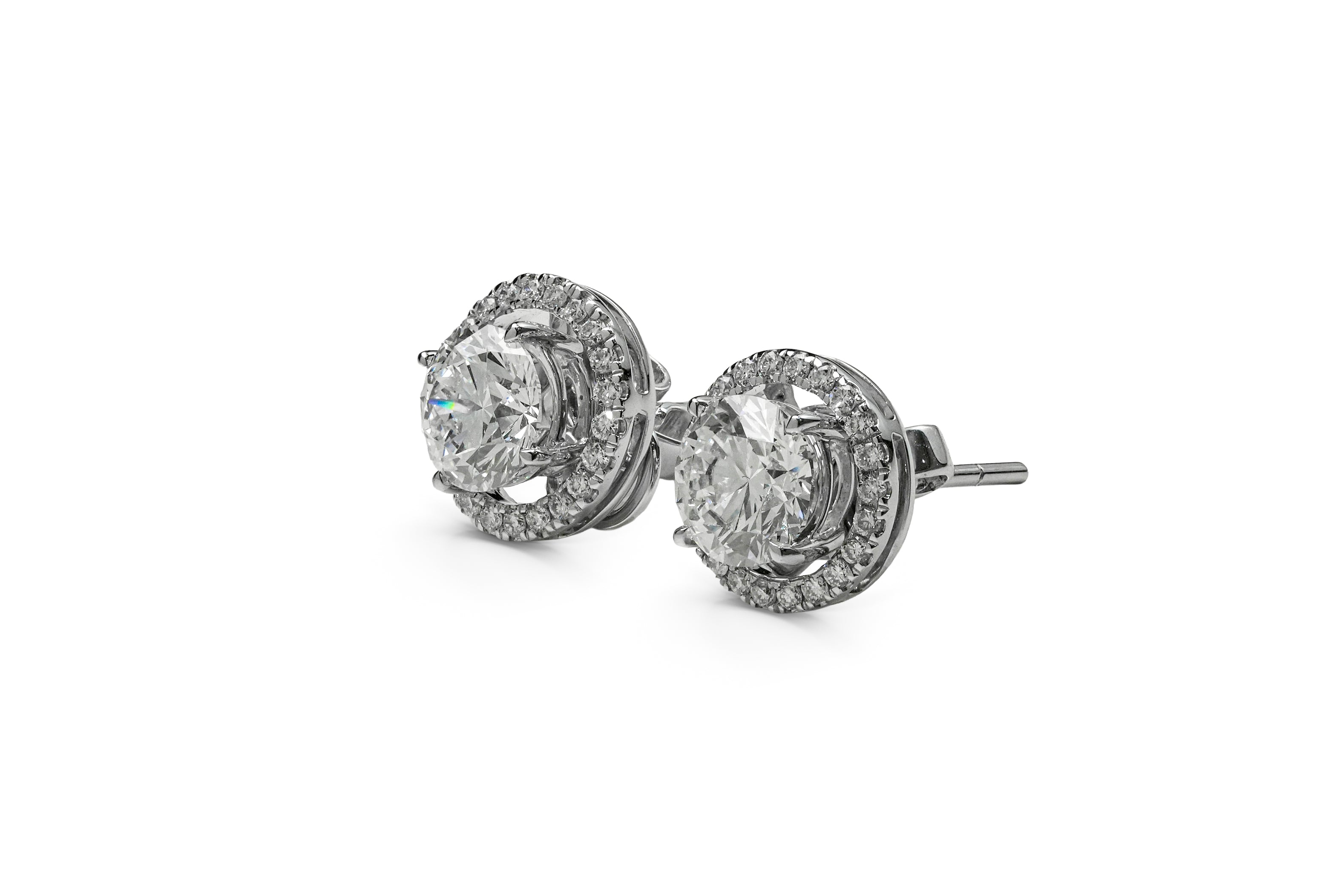 AYLA WHITEGOLD STUD EARRINGS 1CT EACH ROUND CUT LAB DIAMOND