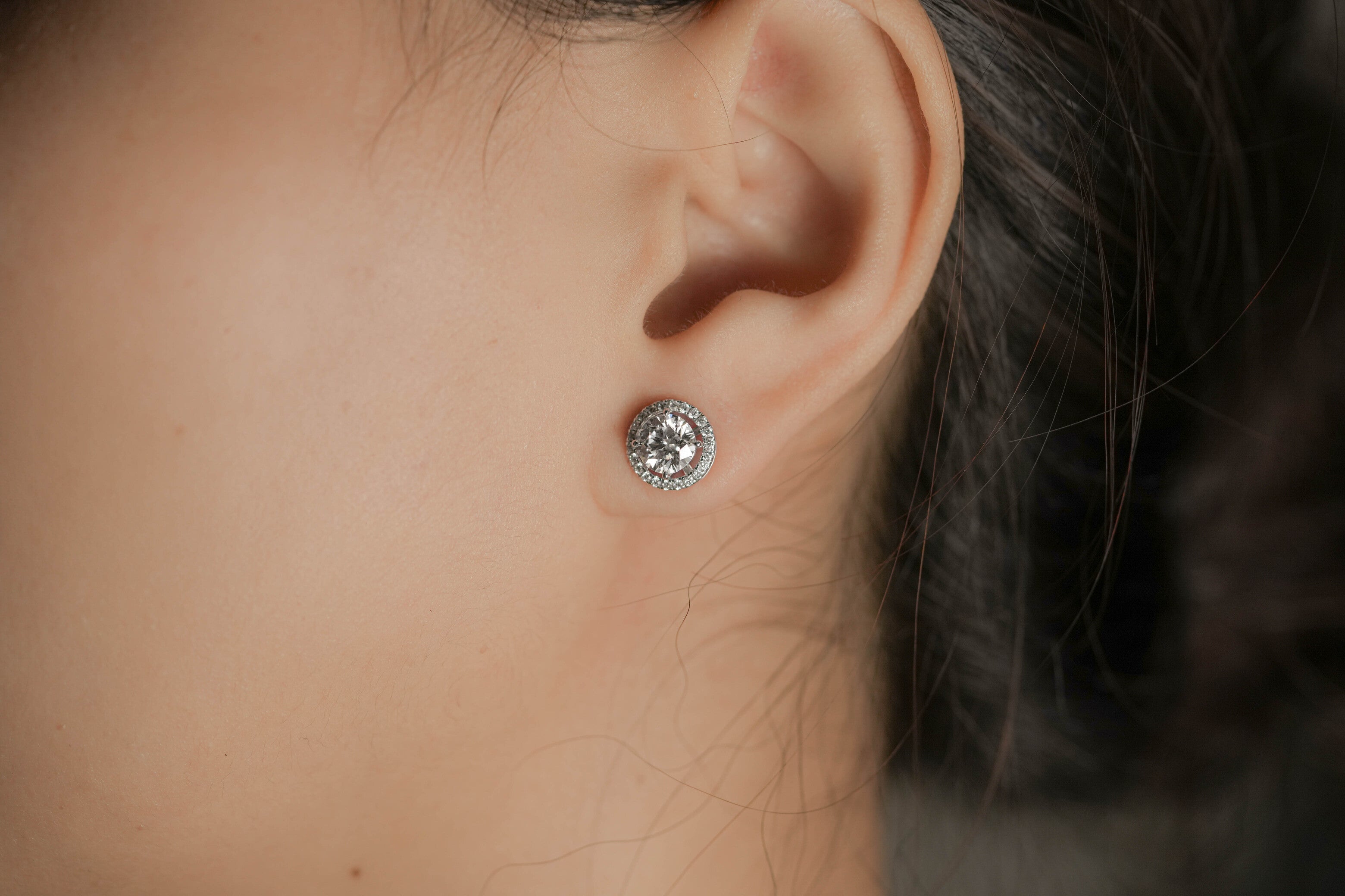AYLA WHITEGOLD STUD EARRINGS 1CT EACH ROUND CUT LAB DIAMOND