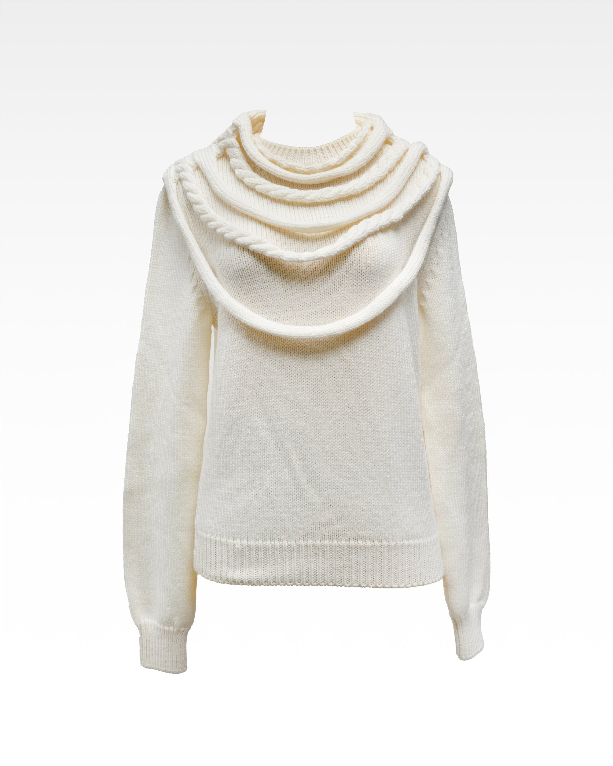 CARDIGAN WHITE WITH BRAIDED DETAILS - SIZE S