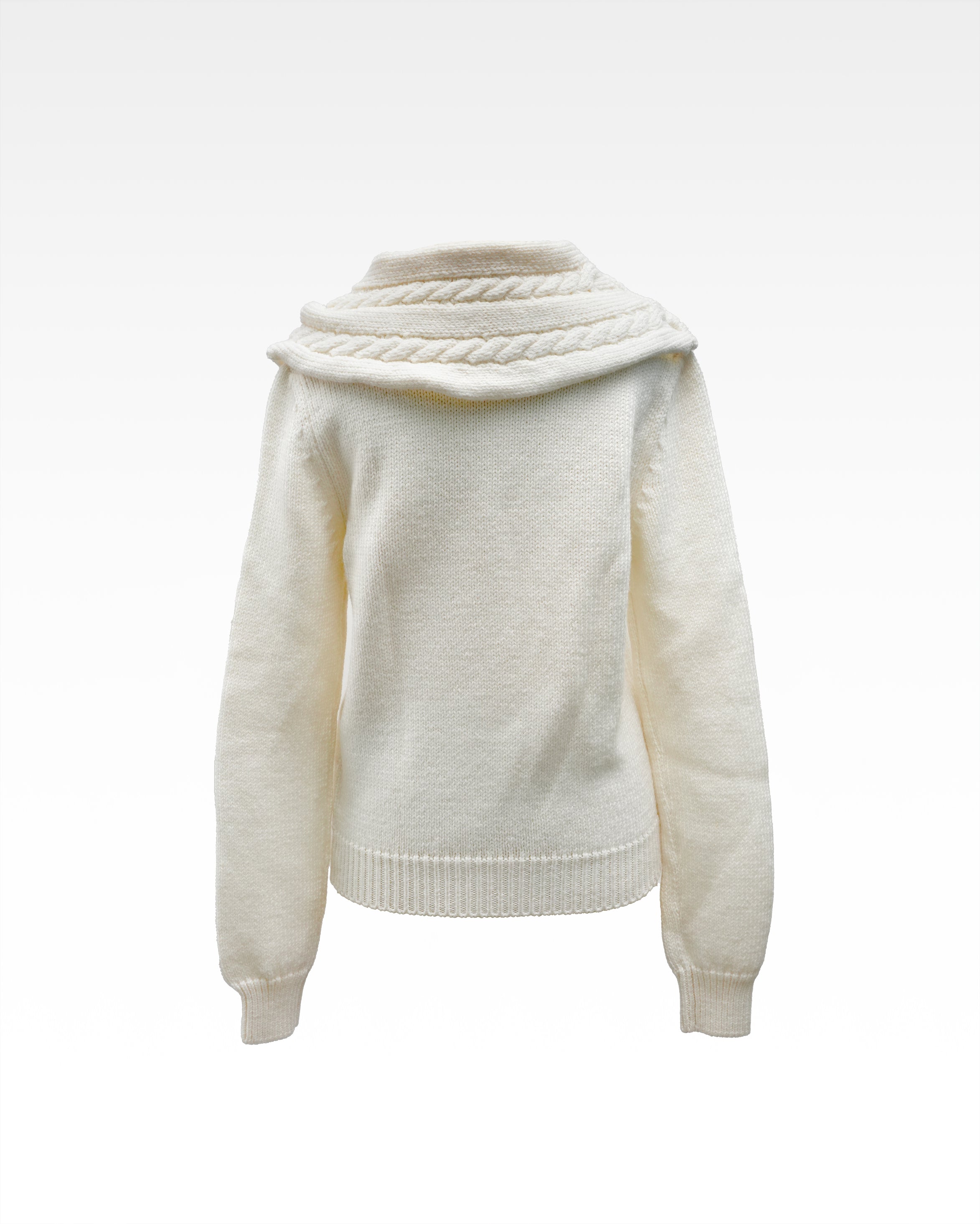CARDIGAN WHITE WITH BRAIDED DETAILS - SIZE S