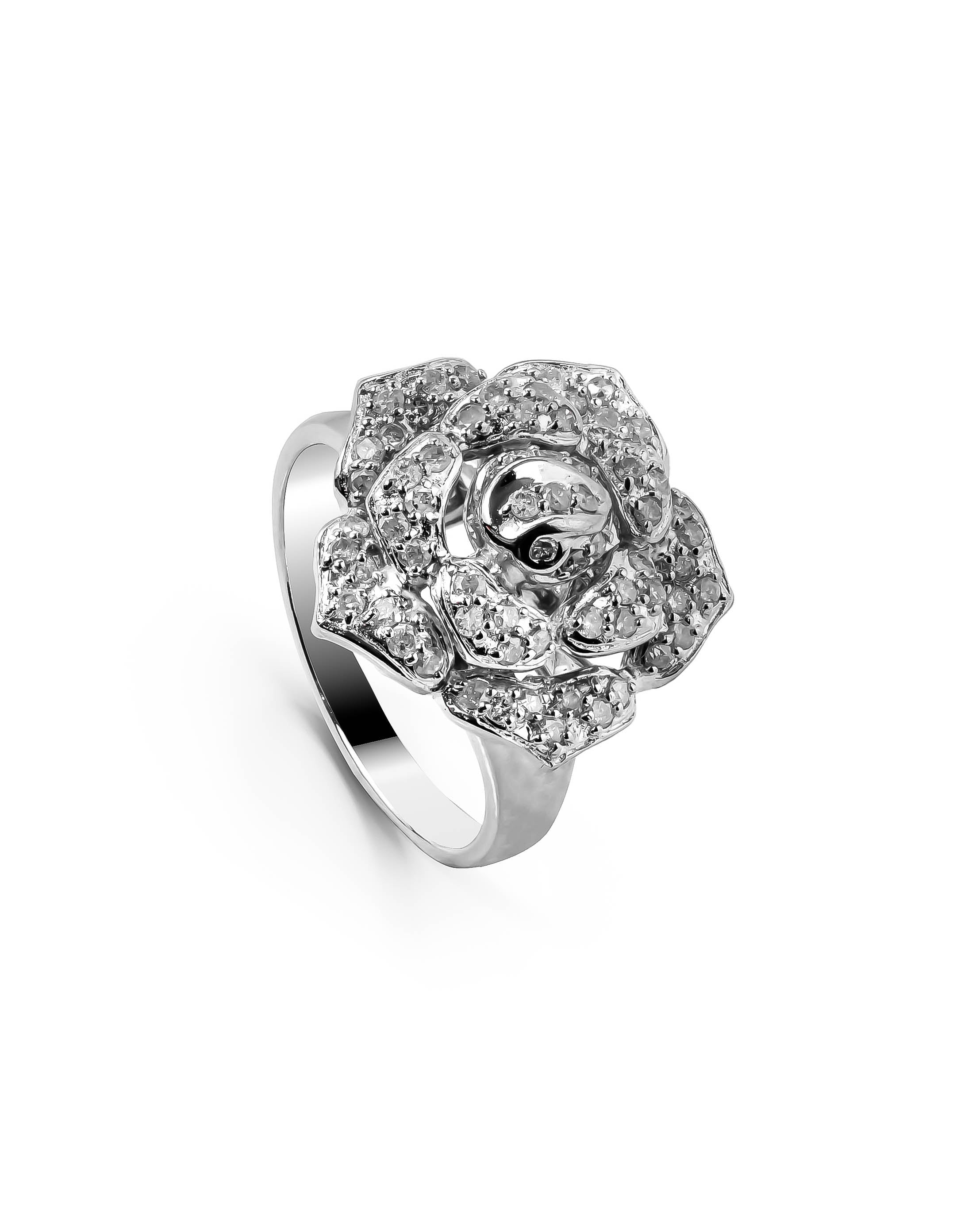 RAE WHITEGOLD FLOWER RING TOTAL 0.60CT ROUND CUT NATURAL DIAMOND