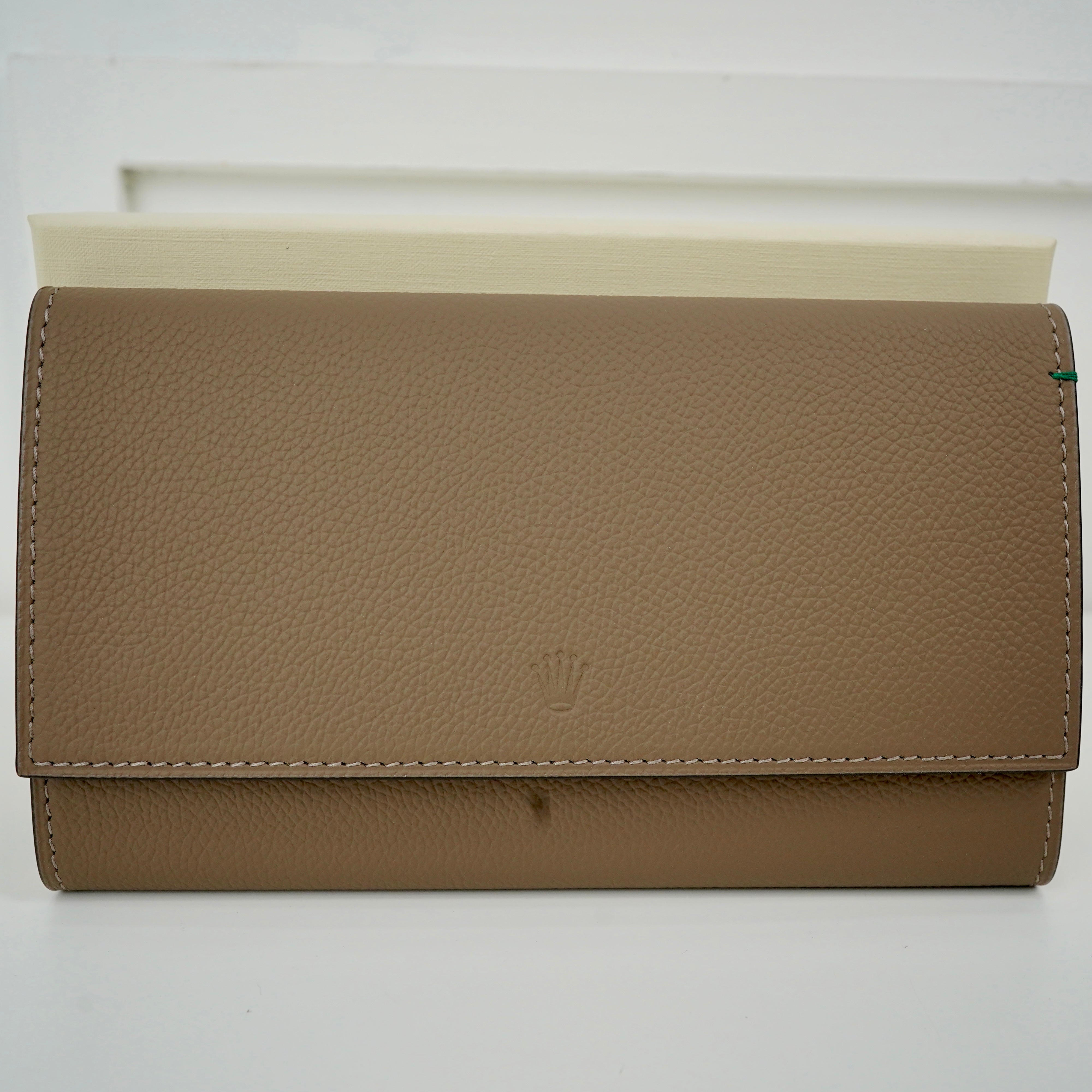 TAUPE LEATHER WATCH POUCH, TRIO HOLDER