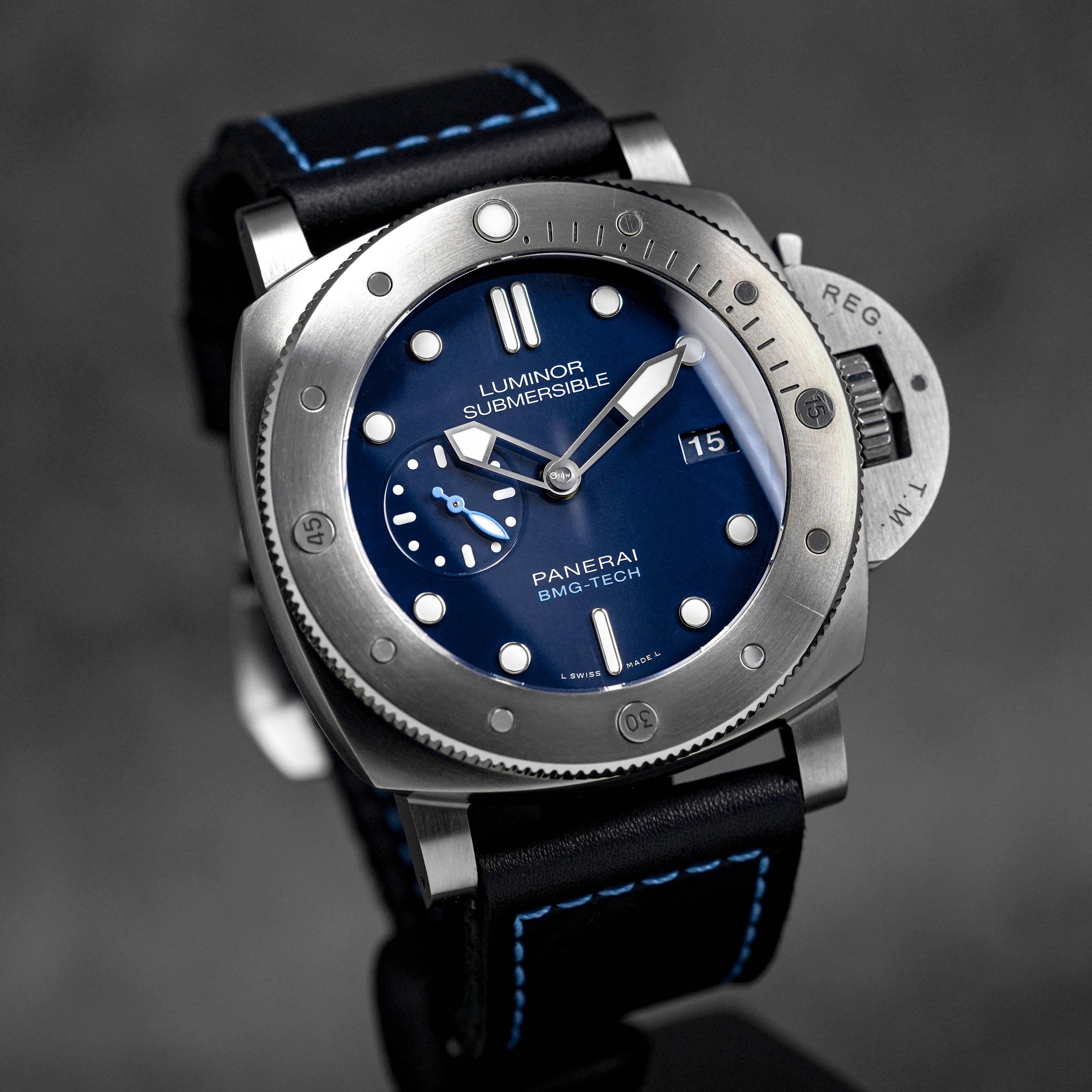 LUMINOR SUBMERSIBLE 1950 3 DAYS TITANIUM BMG-TECH BLUE DIAL PAM 692 (2018)