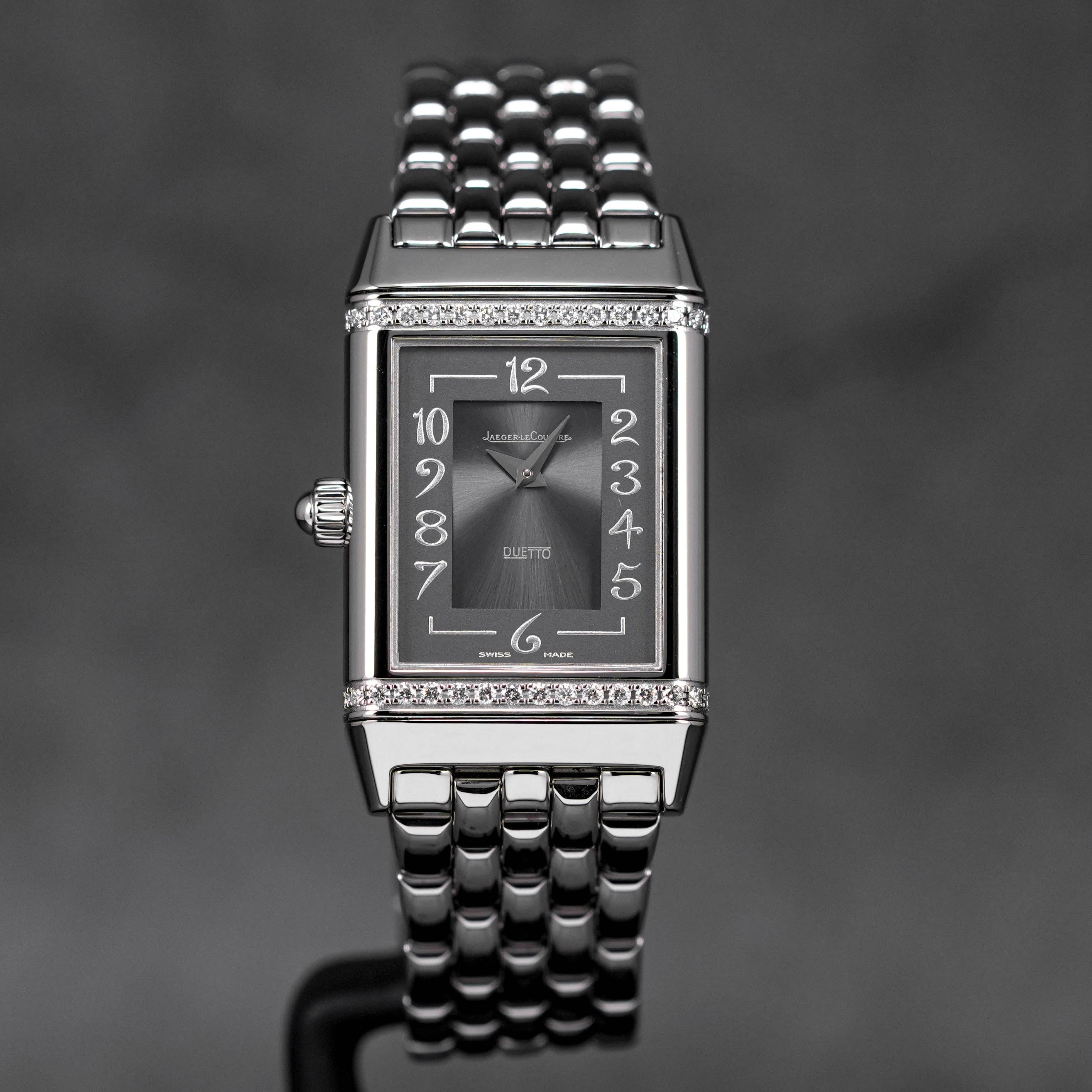 REVERSO CLASSIC DUETTO DIAMOND BEZEL SILVER DIAL (UNDATED)