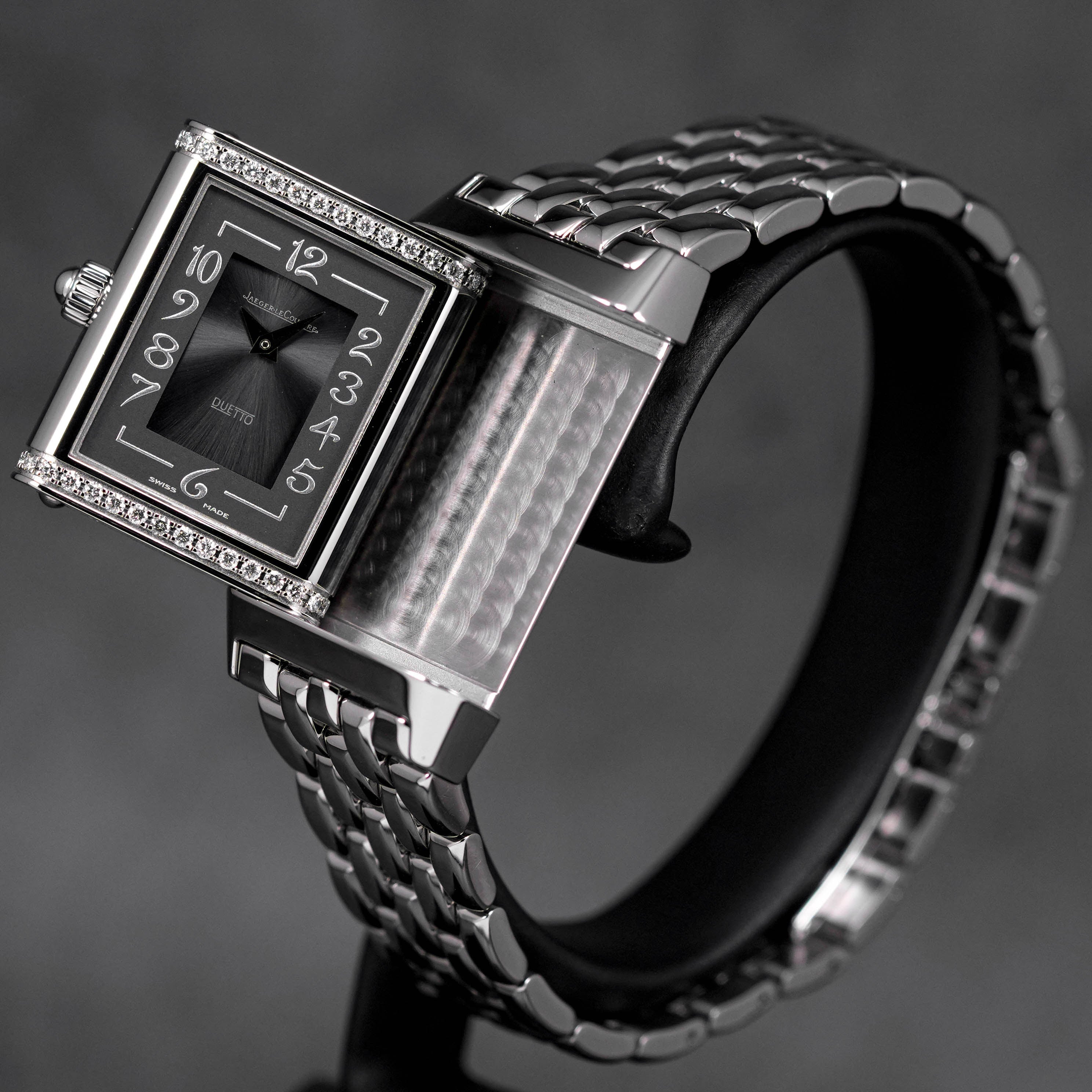 REVERSO CLASSIC DUETTO DIAMOND BEZEL SILVER DIAL (UNDATED)
