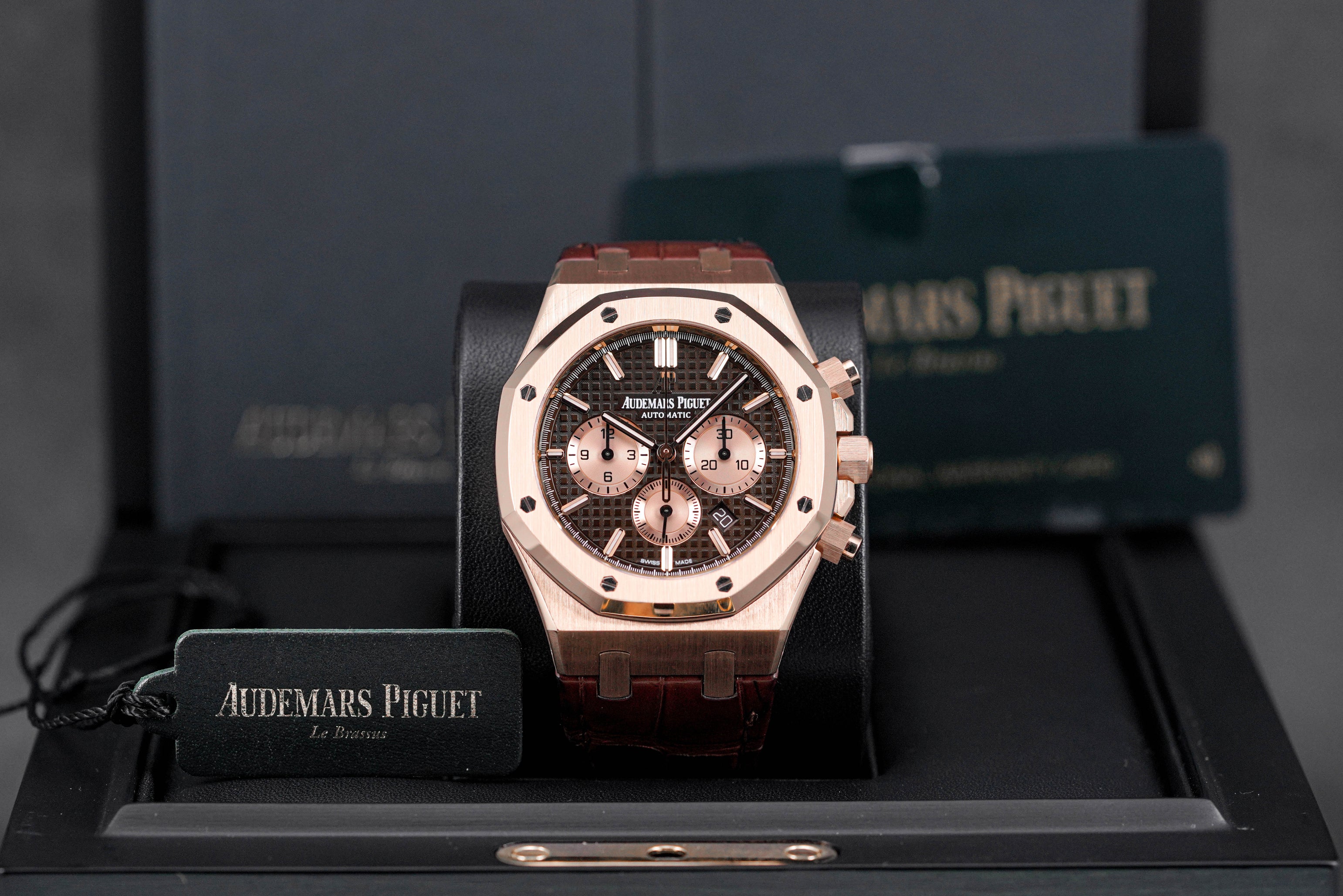 ROYAL OAK CHRONOGRAPH 41MM ROSEGOLD BROWN DIAL LEATHER STRAP (2018)