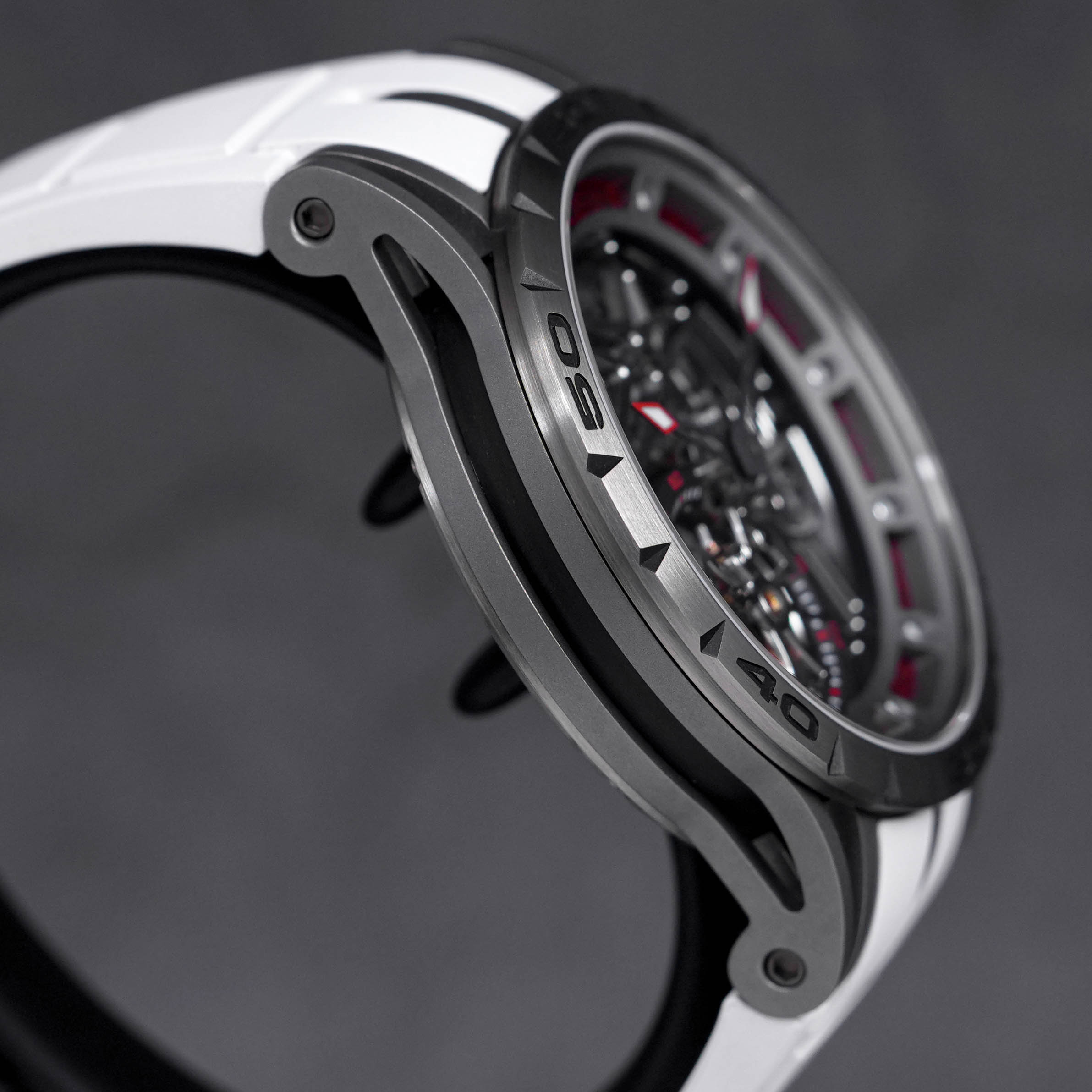 EXCALIBUR SPIDER TITANIUM 45MM RED SKELETON DIAL LIMITED EDITION (WATCH & BOX, NO PAPER)