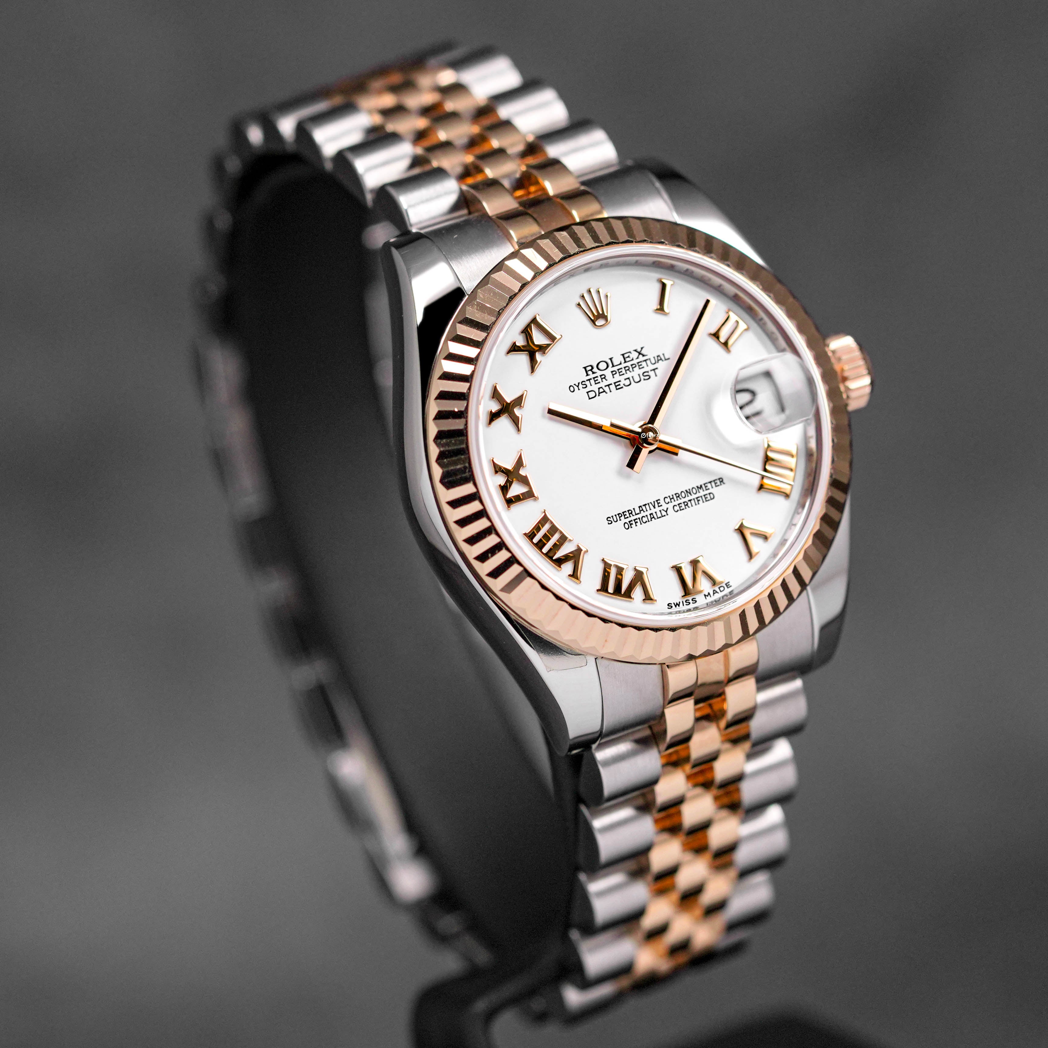 DATEJUST 31MM TWOTONE ROSEGOLD WHITE ROMAN DIAL (2014)