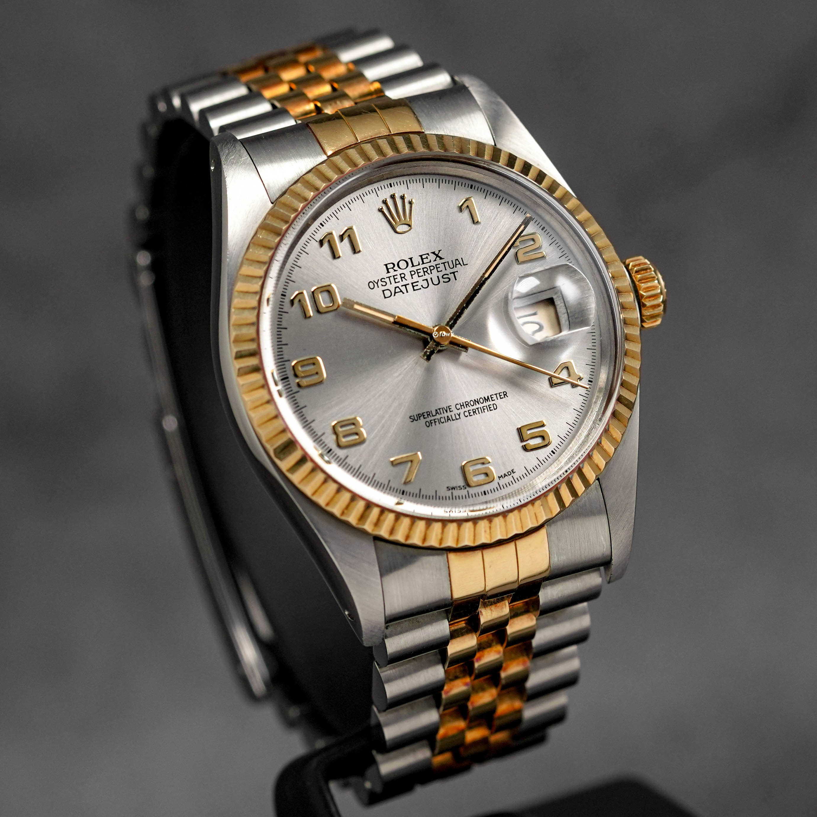 DATEJUST 36MM TWOTONE YELLOWGOLD ARABIC SILVER DIAL (WATCH ONLY)