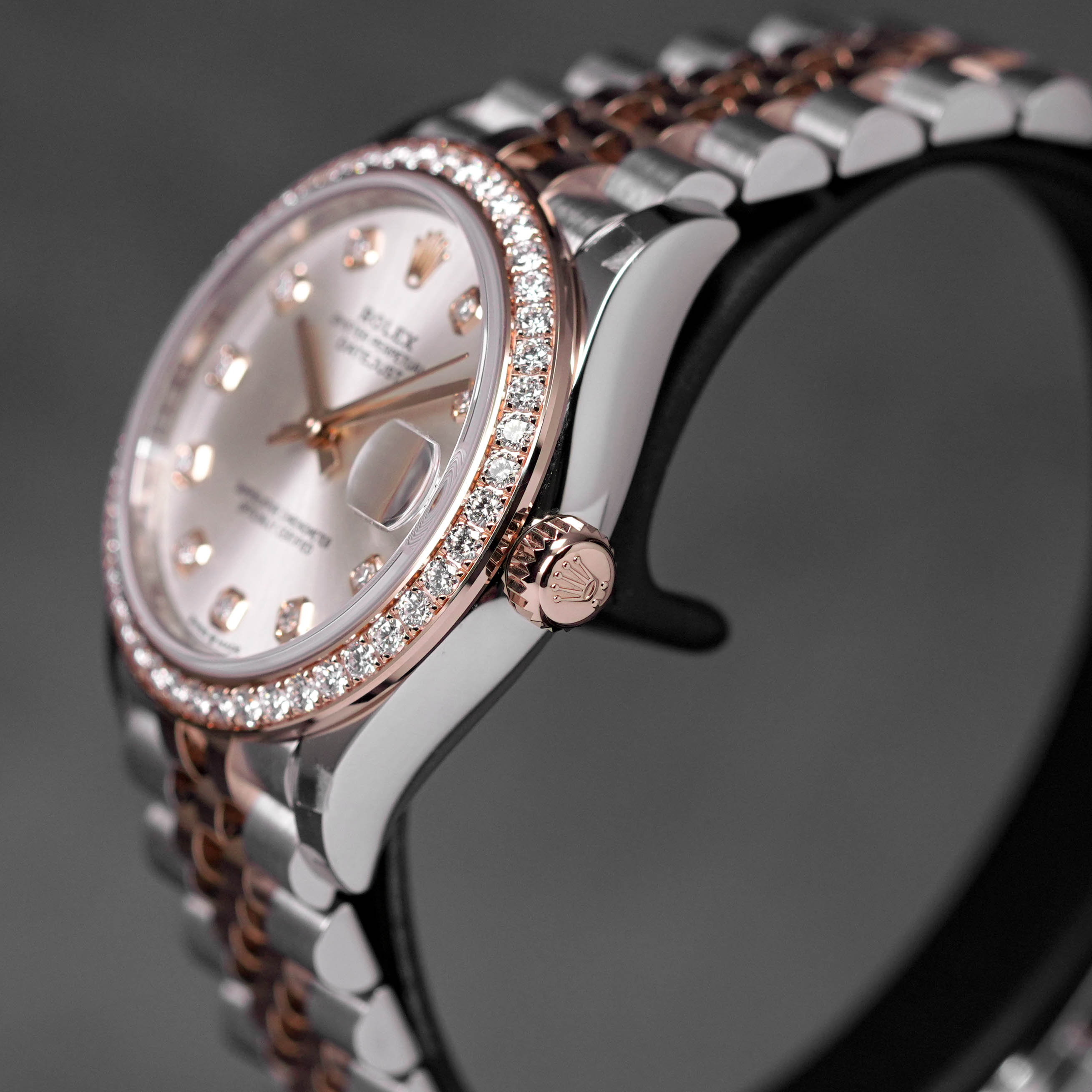DATEJUST 31MM TWOTONE ROSEGOLD SILVER DIAMOND DIAL DIAMOND BEZEL (2024)