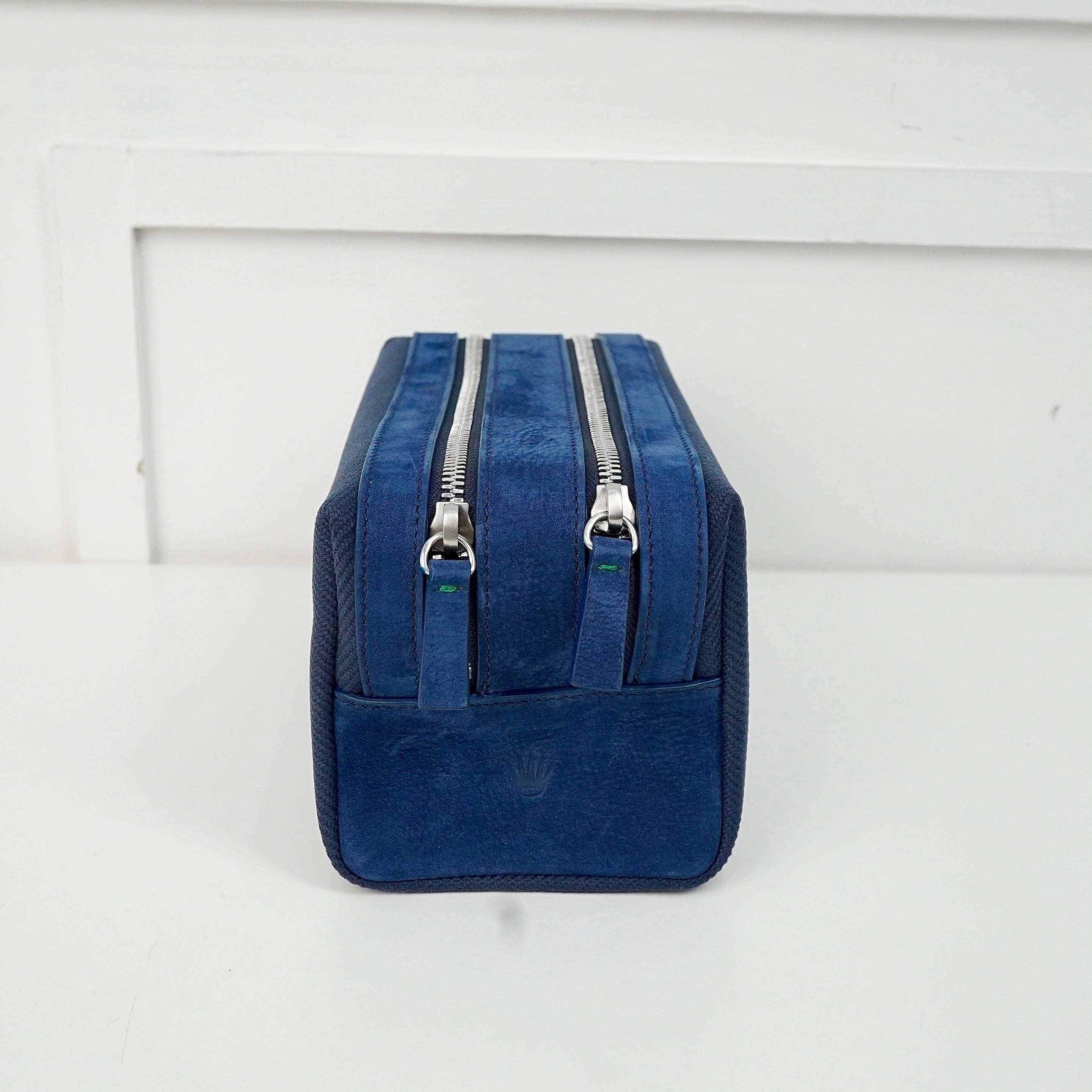 NAVY CANVAS TOILETRY BAG TWO ZIPPER