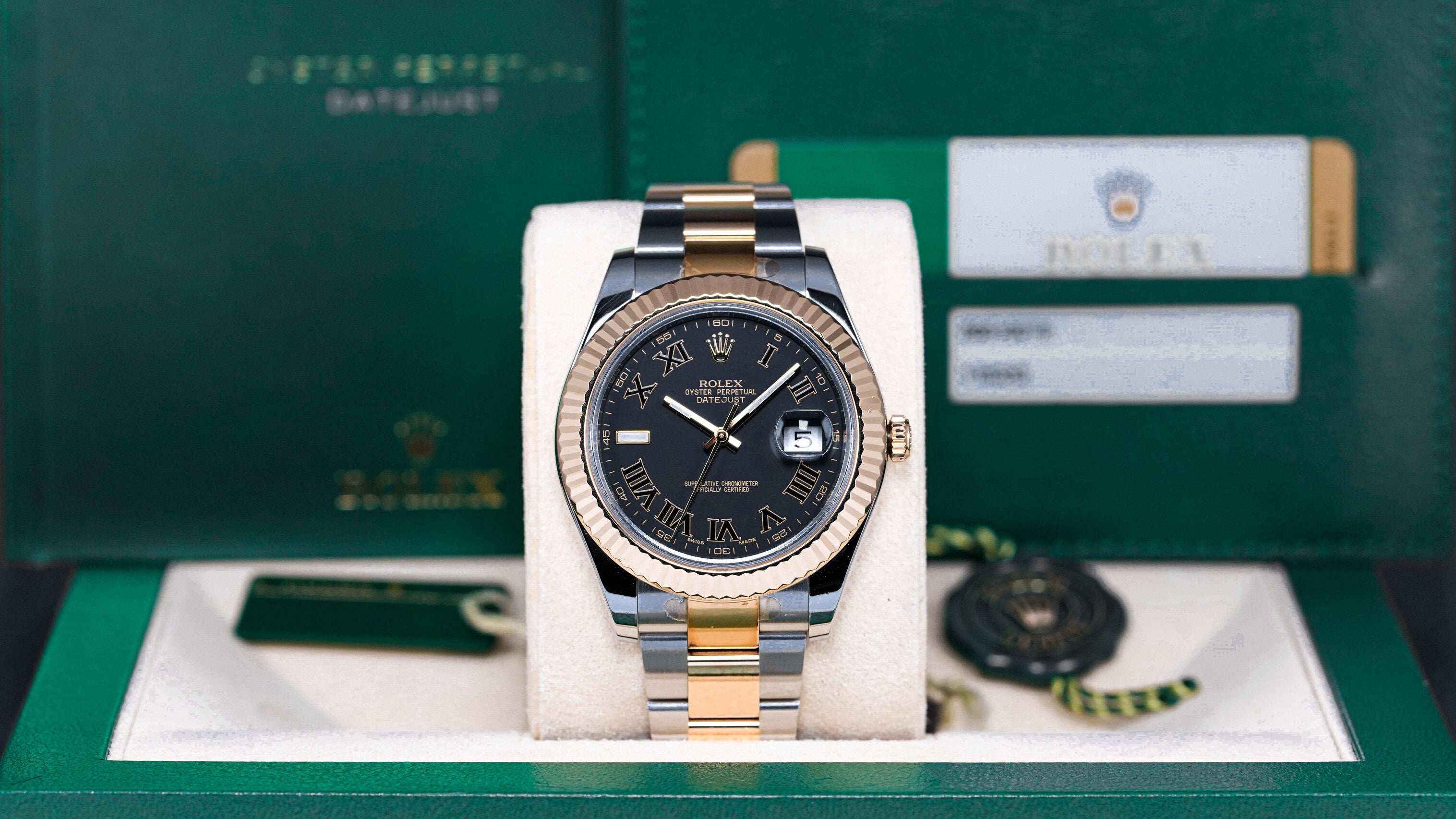 DATEJUST II TWOTONE YELLOWGOLD BLACK ROMAN DIAL (2018)