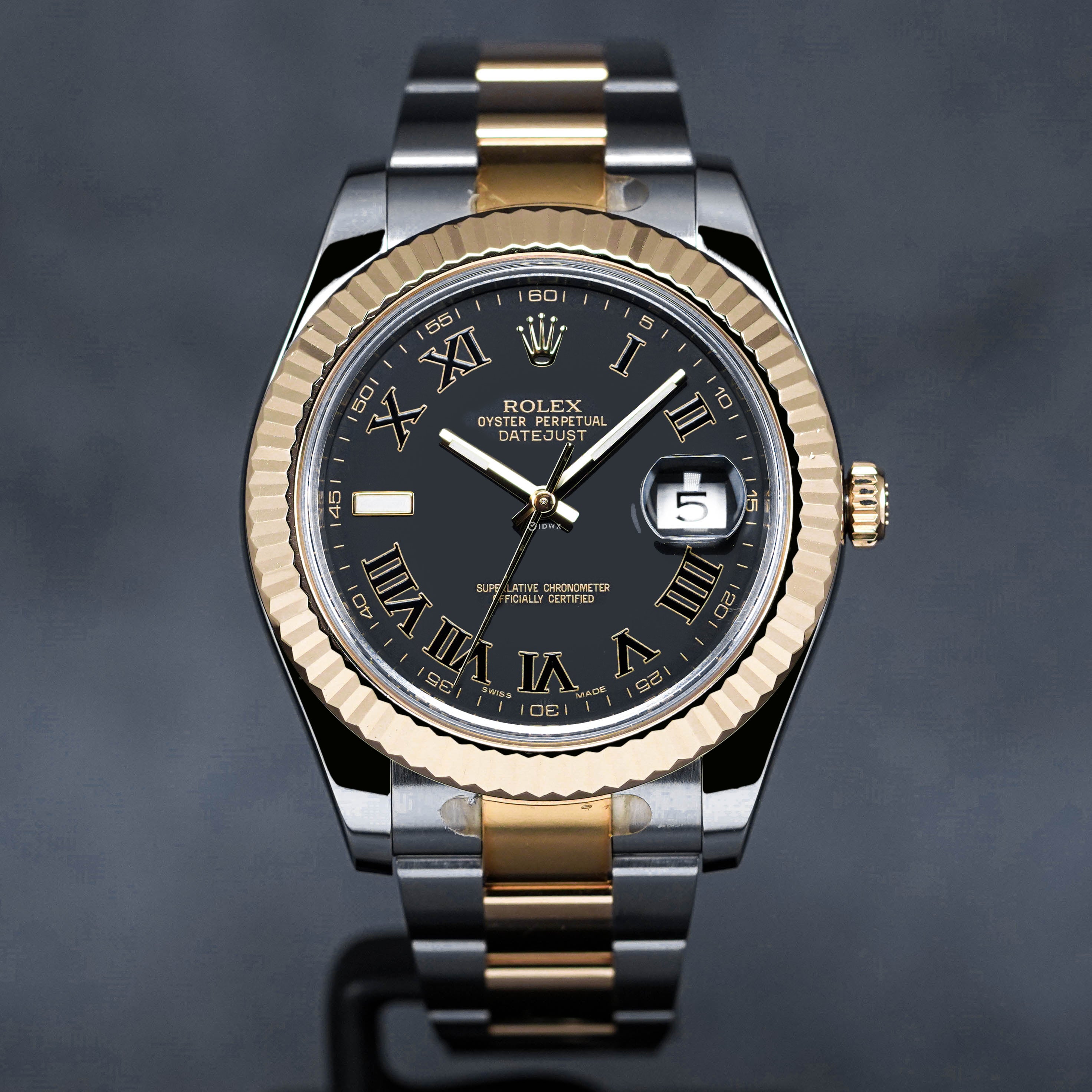 DATEJUST II TWOTONE YELLOWGOLD BLACK ROMAN DIAL (2018)