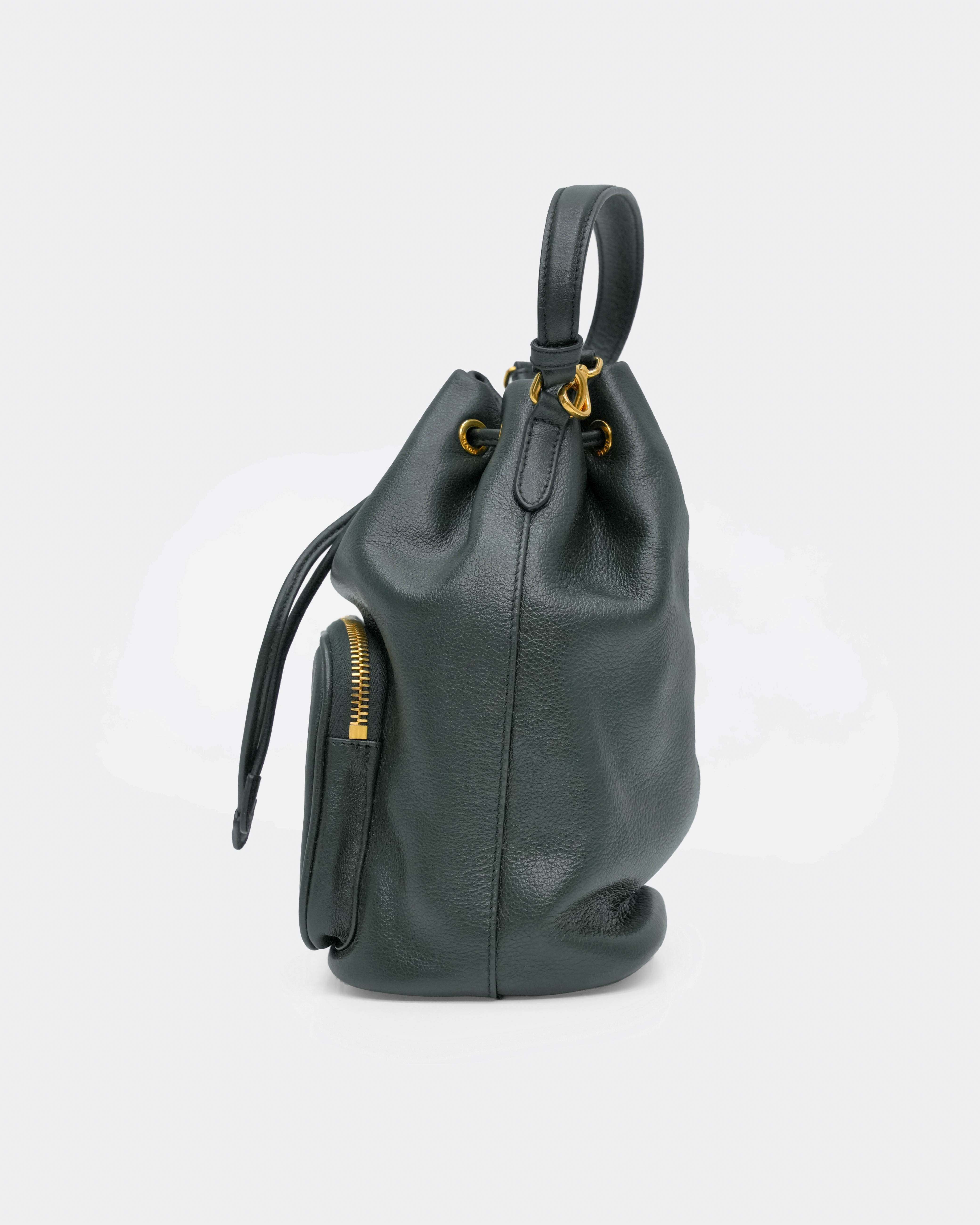 DRAWSTRING BUCKET BAG GREEN