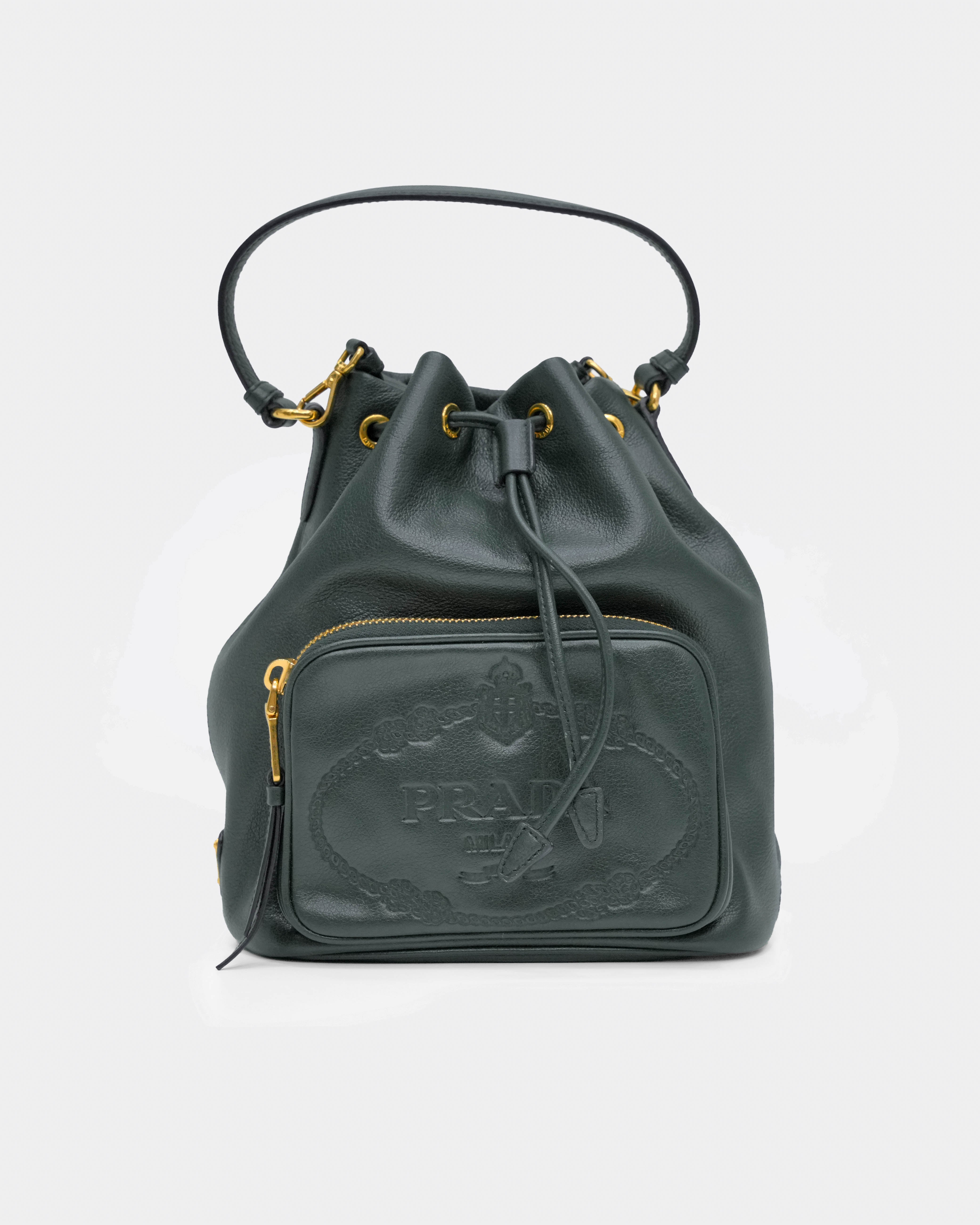 DRAWSTRING BUCKET BAG GREEN