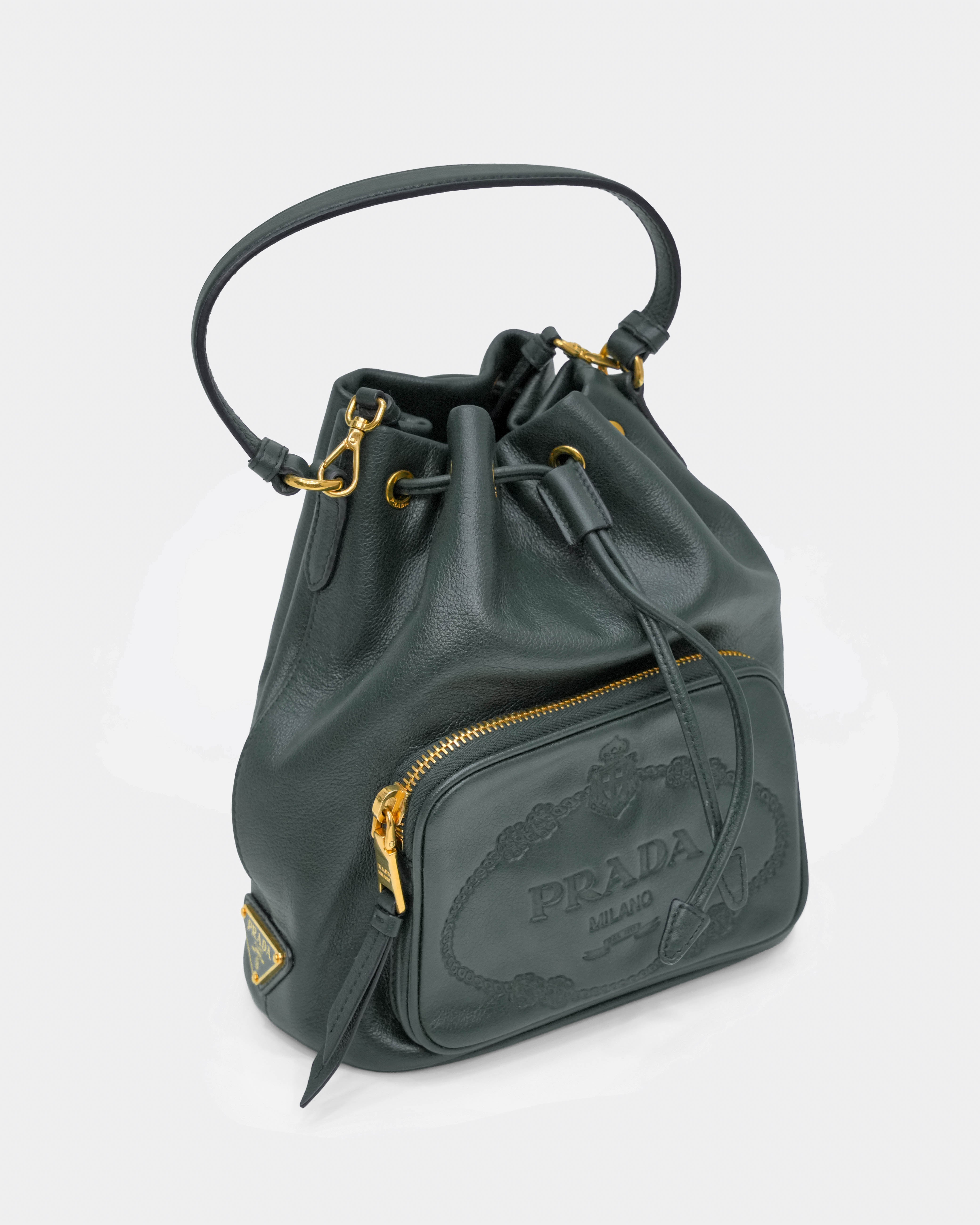 DRAWSTRING BUCKET BAG GREEN