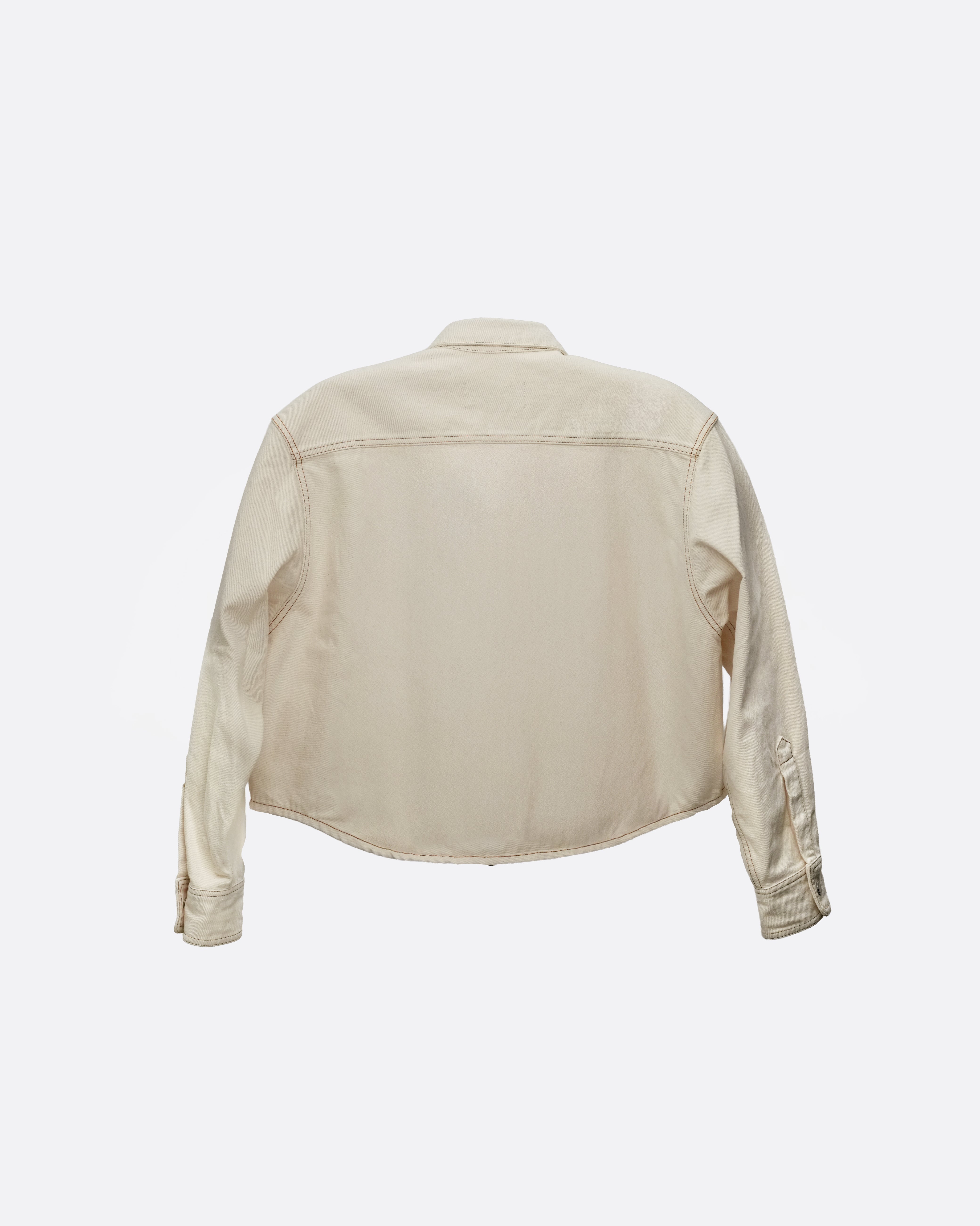 OVERSIZED COTTON DENIM JACKET IVORY SIZE M