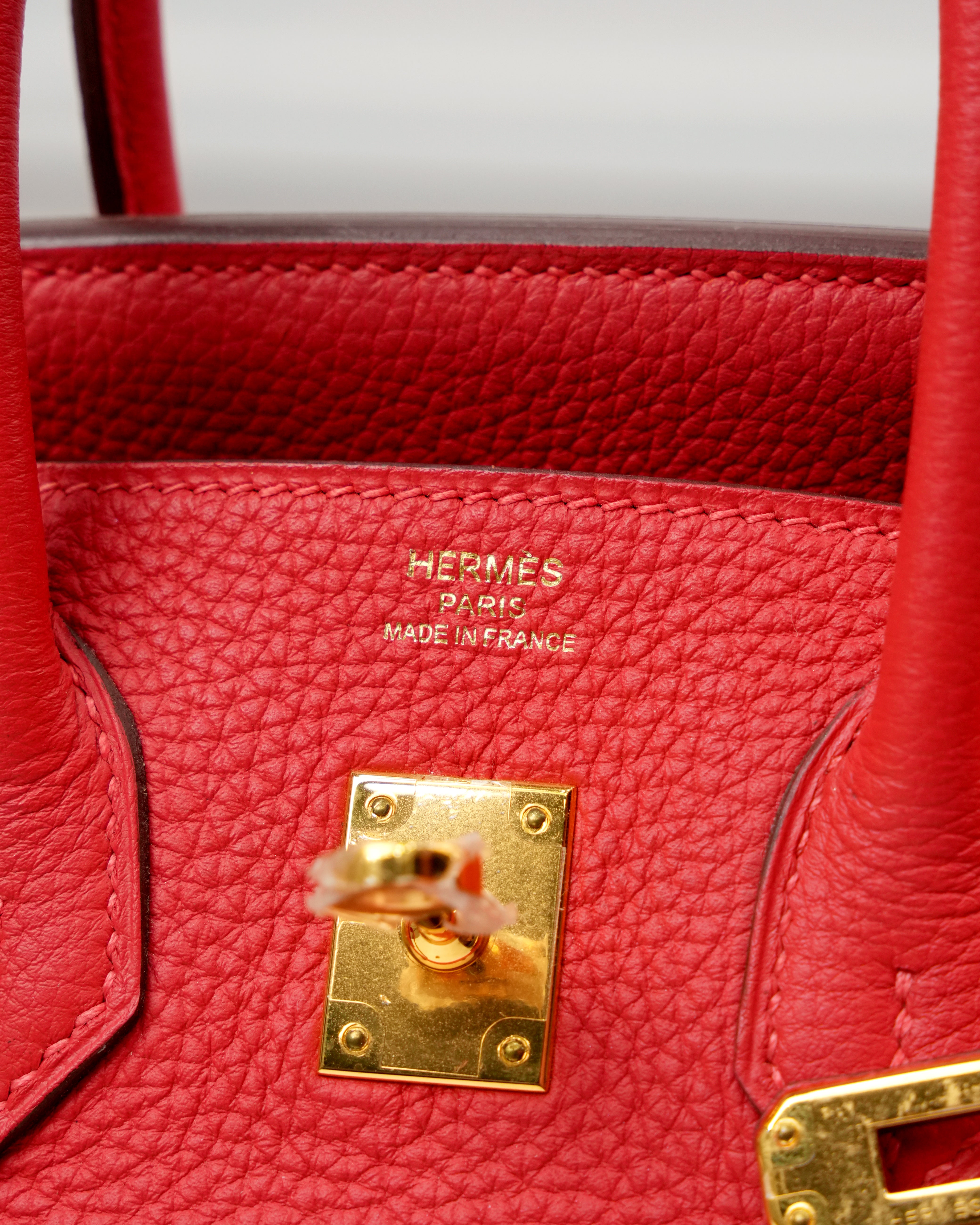 BIRKIN 25 ROUGE PIVOINE TOGO GOLD HARDWARE STAMP T