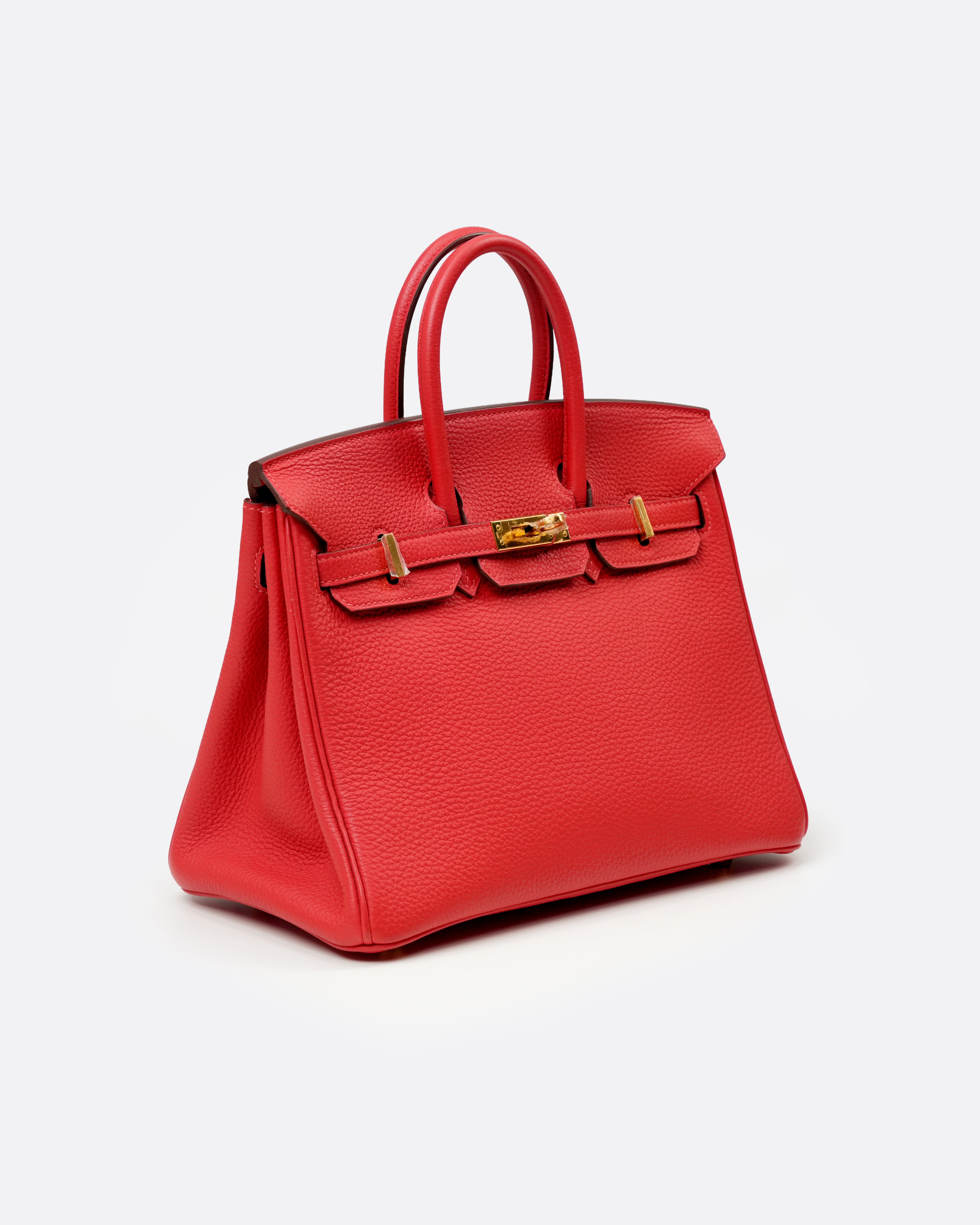 BIRKIN 25 ROUGE PIVOINE TOGO GOLD HARDWARE STAMP T