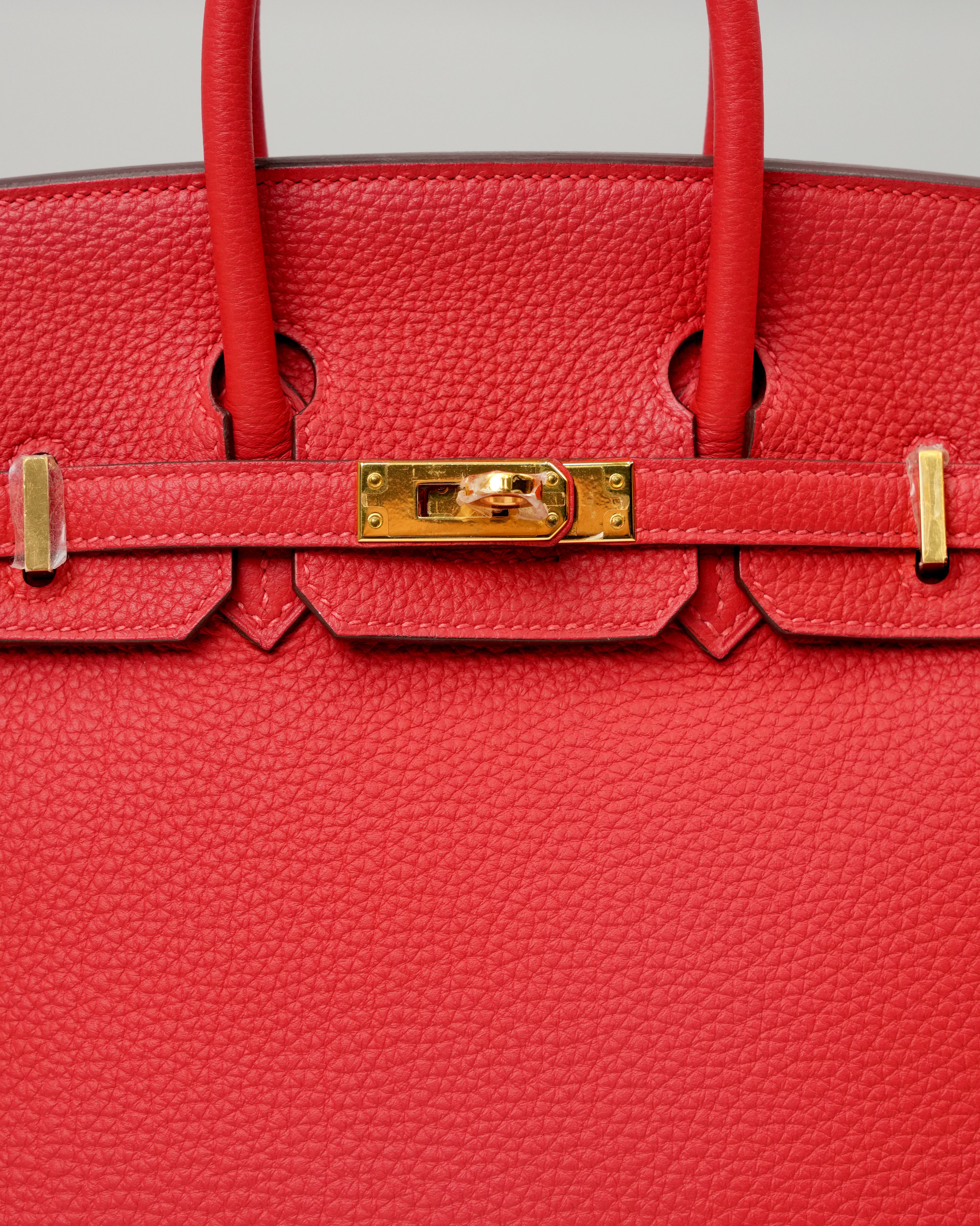 BIRKIN 25 ROUGE PIVOINE TOGO GOLD HARDWARE STAMP T