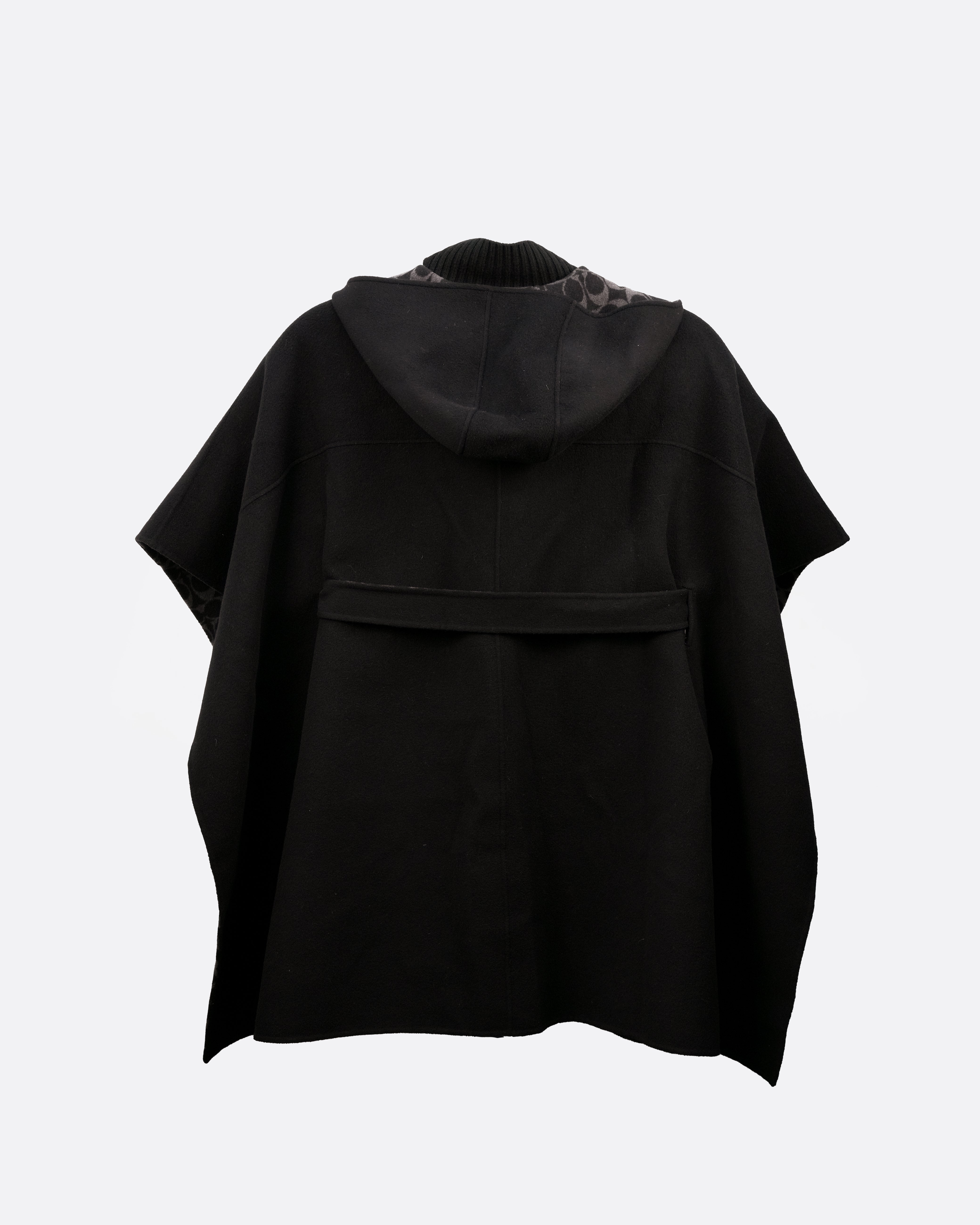 SIGNATURE WOOL PONCHO SIZE M/L BLACK CAPE