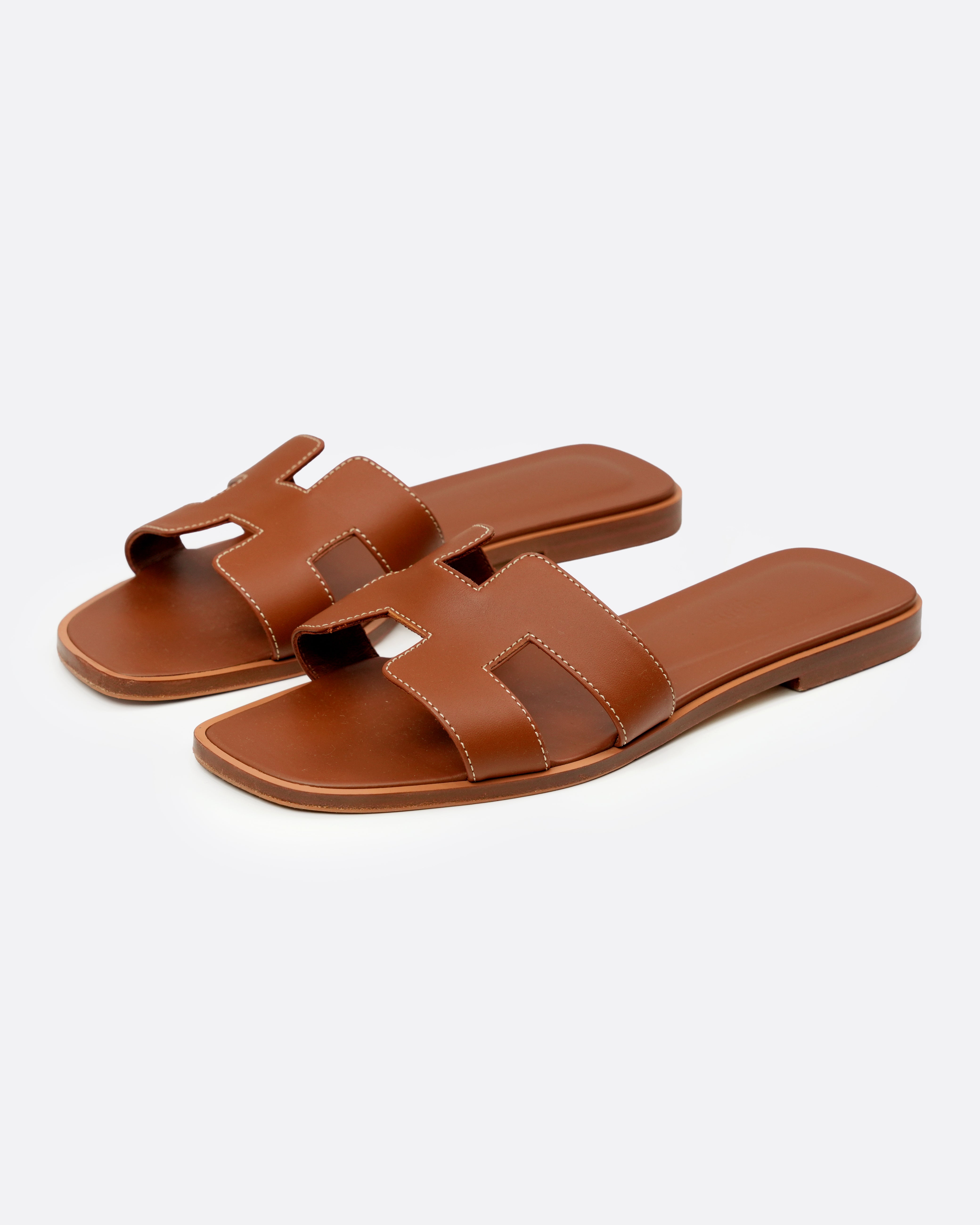 ORAN LEATHER SANDALS 38 LADIES BROWN