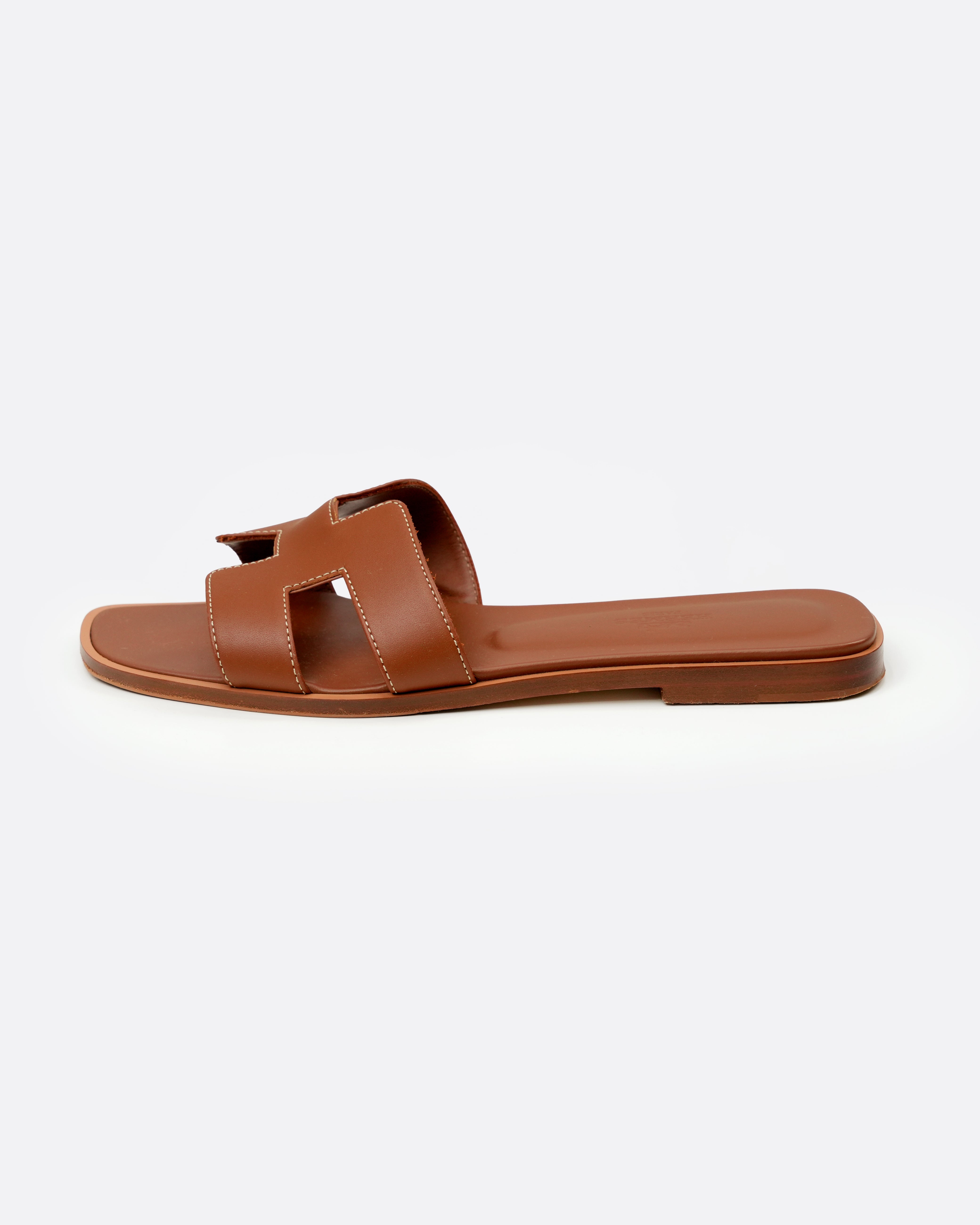 ORAN LEATHER SANDALS 38 LADIES BROWN