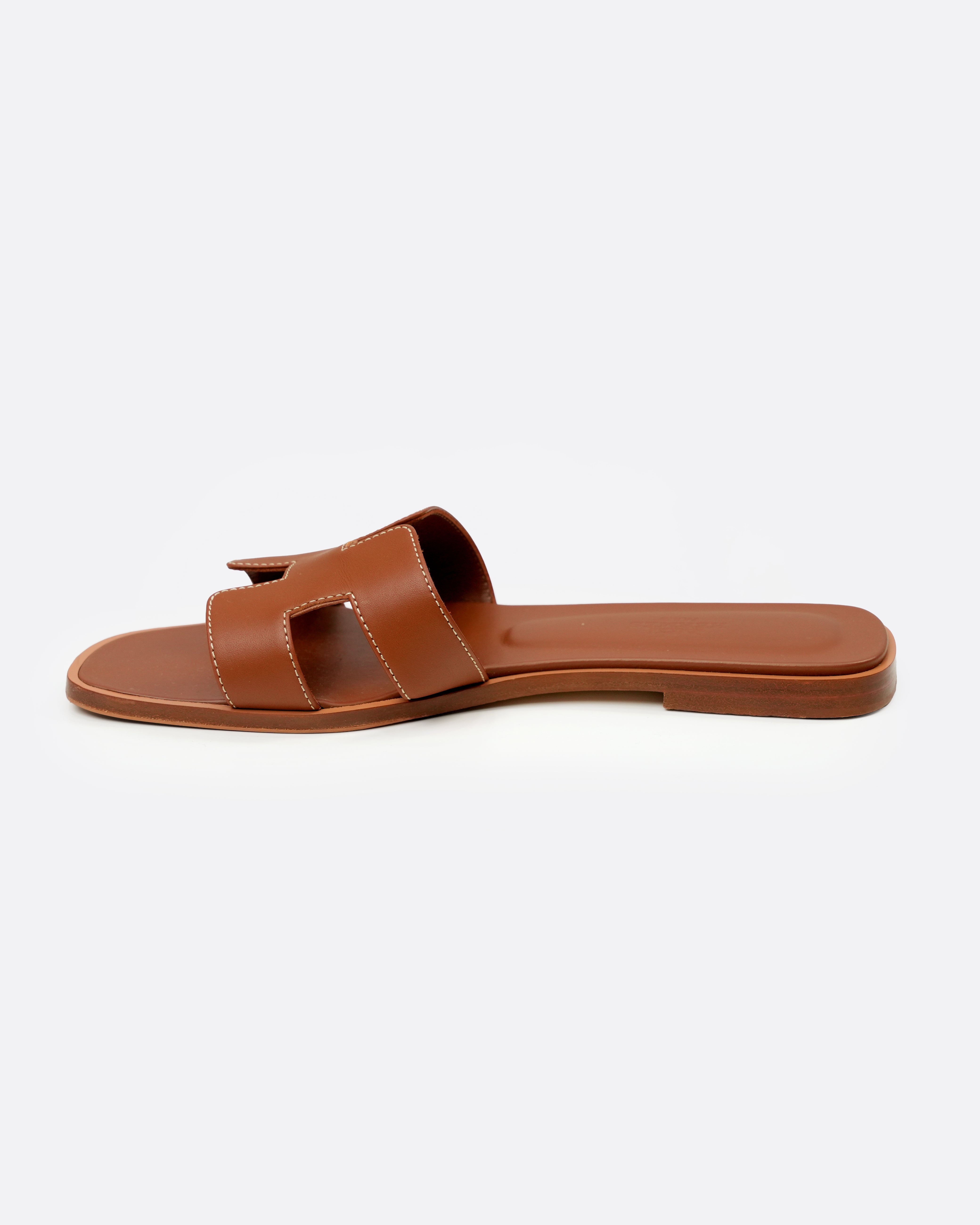 ORAN LEATHER SANDALS 38 LADIES BROWN