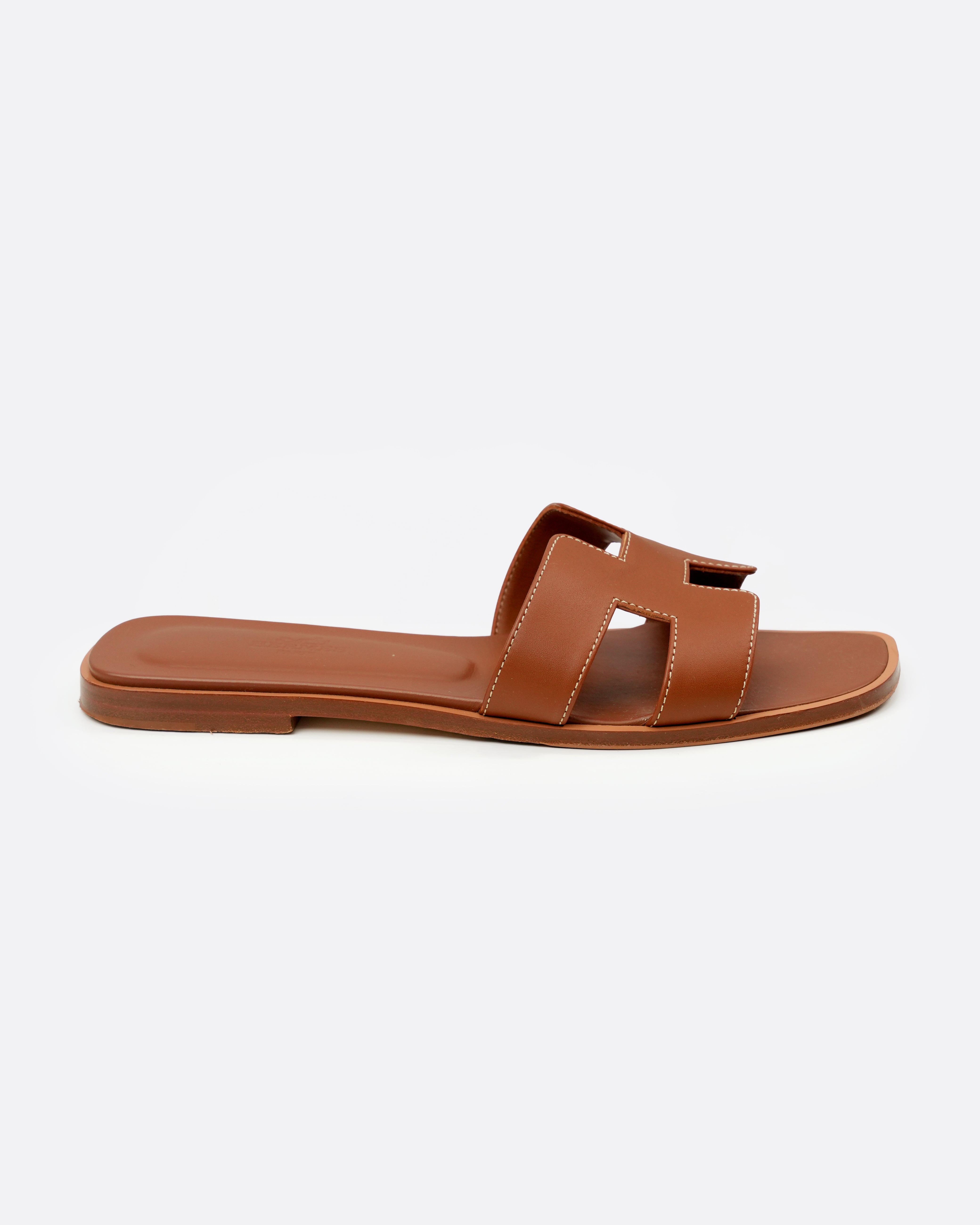 ORAN LEATHER SANDALS 38 LADIES BROWN