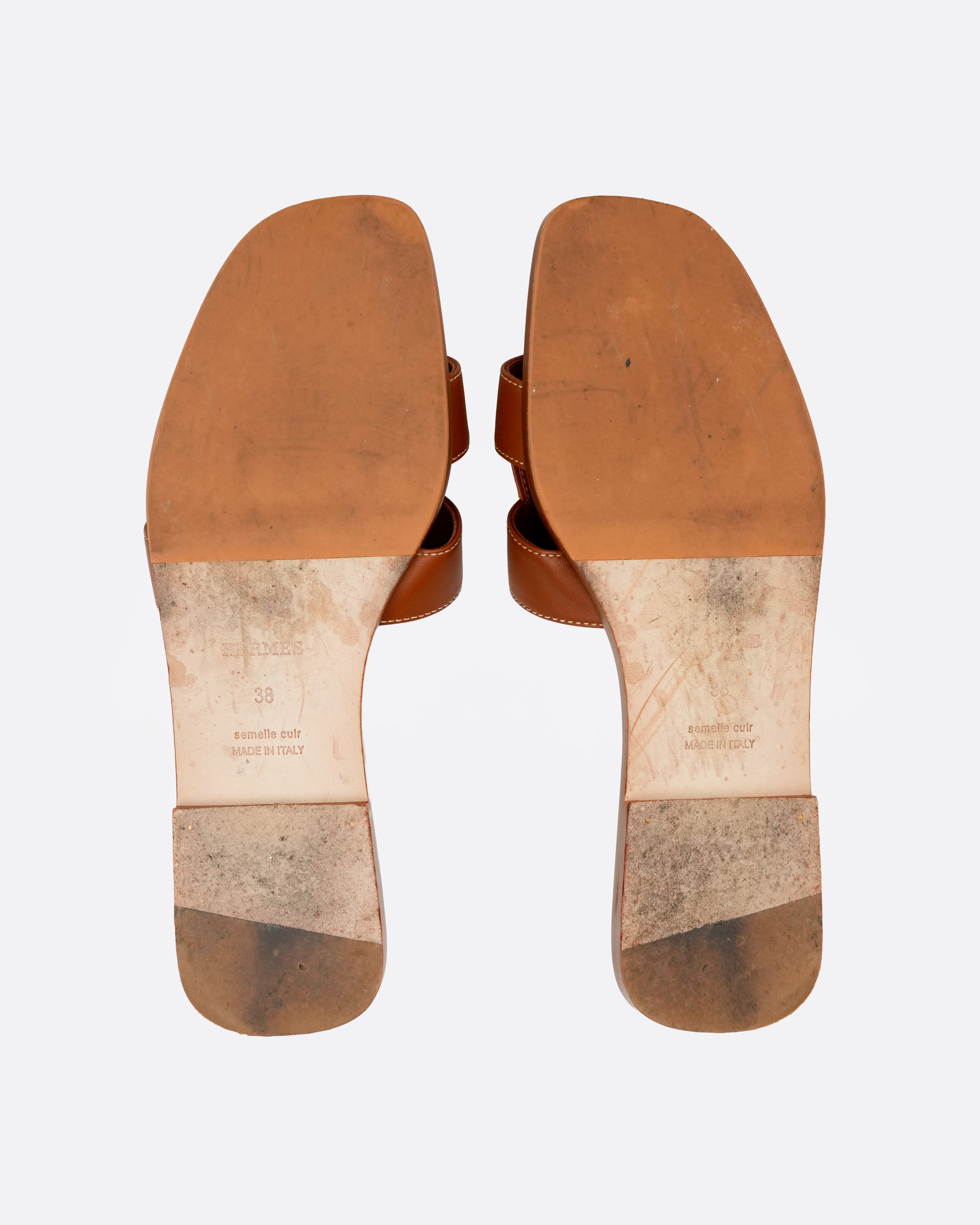 ORAN LEATHER SANDALS 38 LADIES BROWN